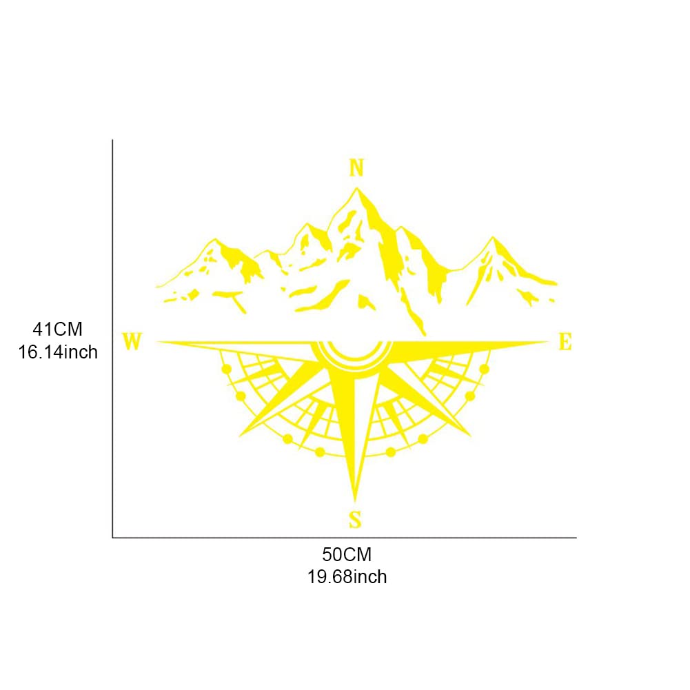 Waterproof PVC Vinyl Car Decals & Auto Compass Stickers - 50x41cm Yellow Hood & Body Styling Accessories for SUV, Truck, Jeep - Durable Vehicle Graphics for Outdoor Adventures & Road Trips