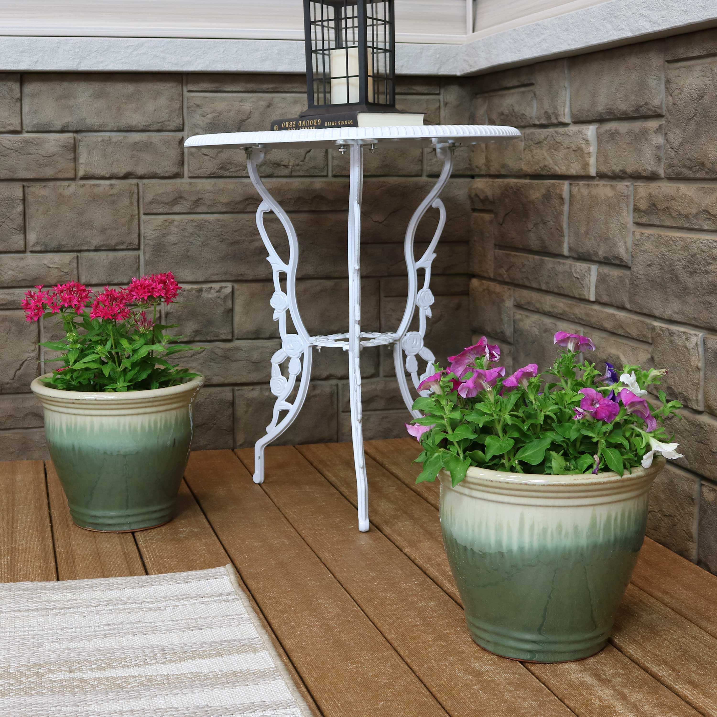 Premium Glazed Ceramic Plant Pots with Drainage Holes - Set of 2 Indoor/Outdoor Flower Planters for Home Decor, Garden & Patio