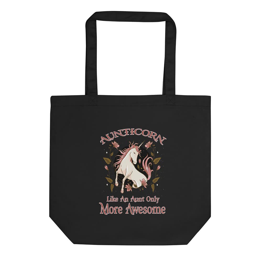 Funny Unicorn Natural Cotton Reusable Tote Bag - Best Aunt Ever Eco-Friendly Grocery Shopping Bag for Women | Perfect Gift for Birthday, Mother's Day & Beach Outings