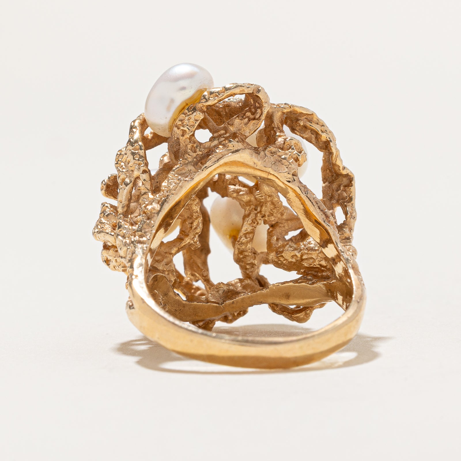 Scattered Pearl Textured Dome Ring - Size 7.5 | Elegant Statement Jewelry for Weddings, Parties & Special Occasions