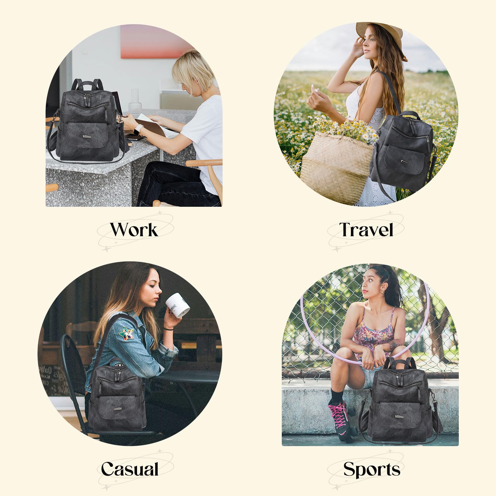 Stylish Women's Leather Backpack Purse - Small Waterproof Anti-Theft Shoulder Bag & Handbag for Daily Commute, Travel & Shopping