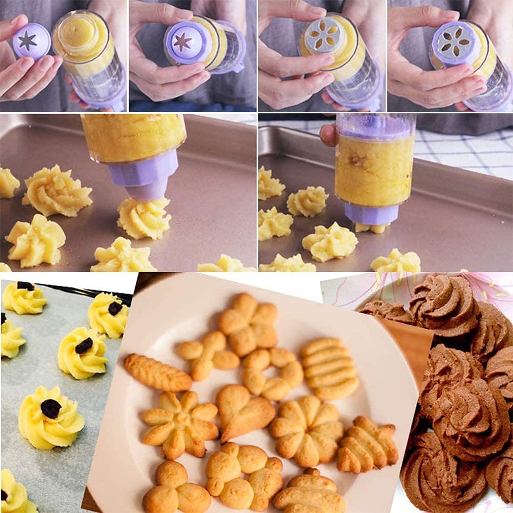 Cookie Gun Discs & Press - Classic Biscuit Maker Set with 10 Flower Discs & 8 Decorating Tips for DIY Baking | Perfect for Cake, Cookie & Pastry Decoration at Home