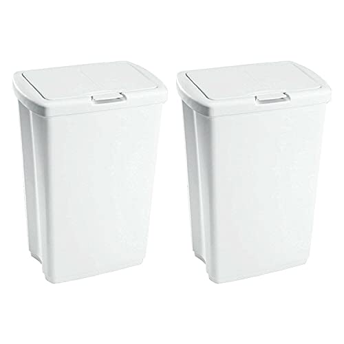 13.25 Gallon Rectangular Trash Can with Spring-Top Lid - 2 Pack for Kitchen, Bathroom, Car & Office Waste Disposal | Durable Small Garbage Bin for Home & Commercial Use