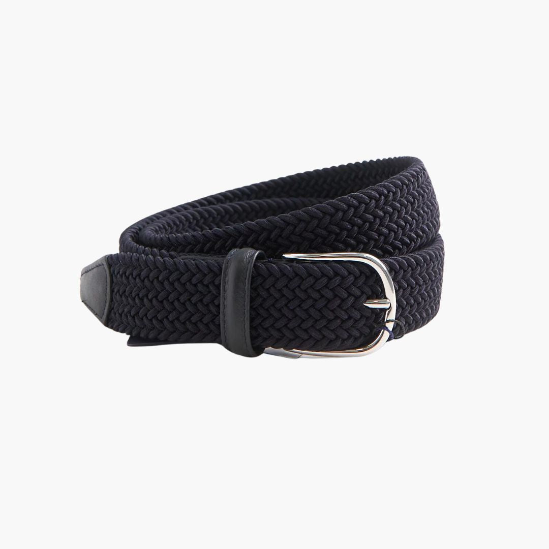 3.5cm Woven Elastic Belt for Women & Men - Adjustable Waistband (Navy & Black) - Perfect for Pants, Skirts, Dresses & DIY Sewing Projects