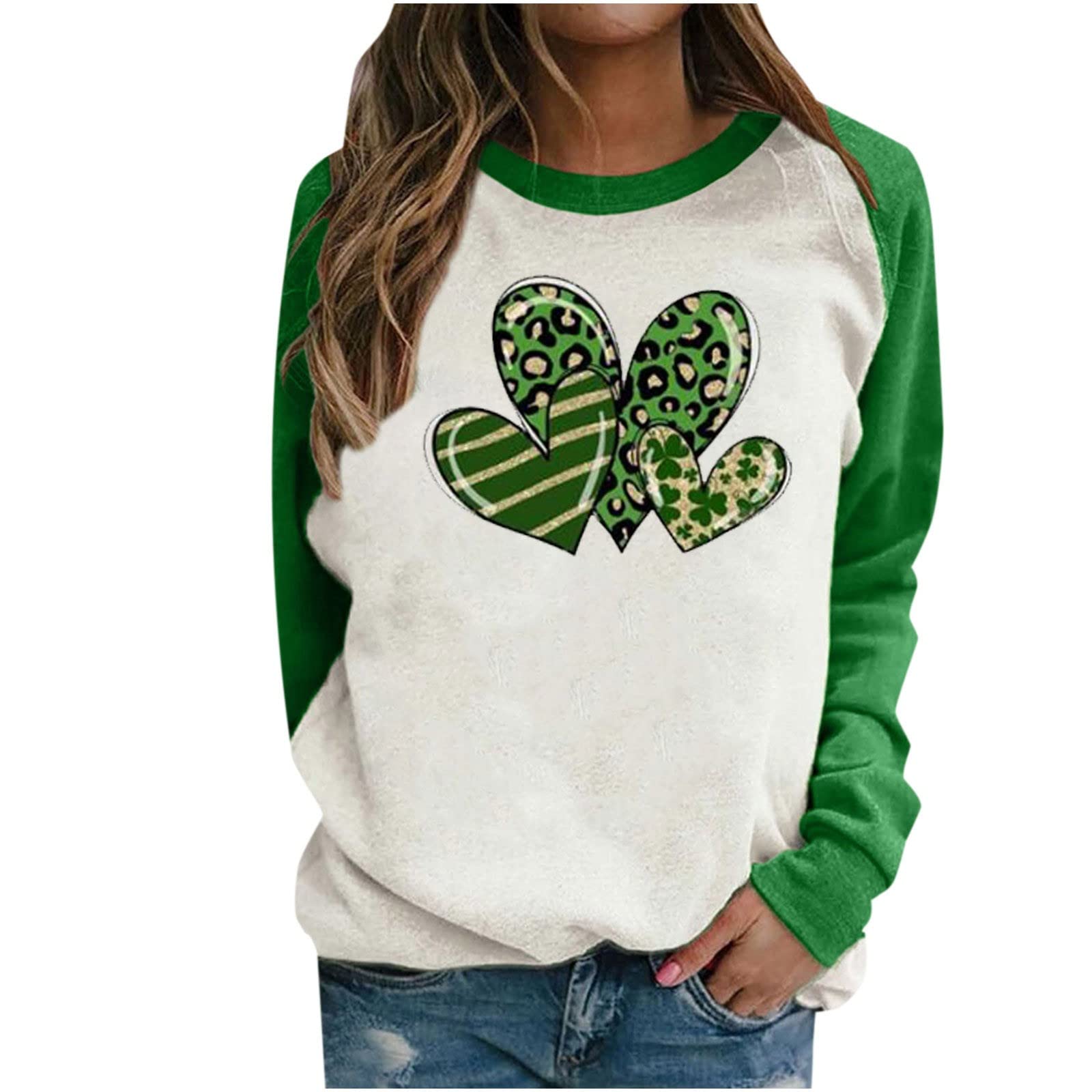 Women's Casual Long Sleeve Round Neck Blouse - Soft Pullover T-Shirt Top with Stylish Print & Stitching Details - Perfect for Everyday Wear, Office Outfits & Weekend Activities (2260)