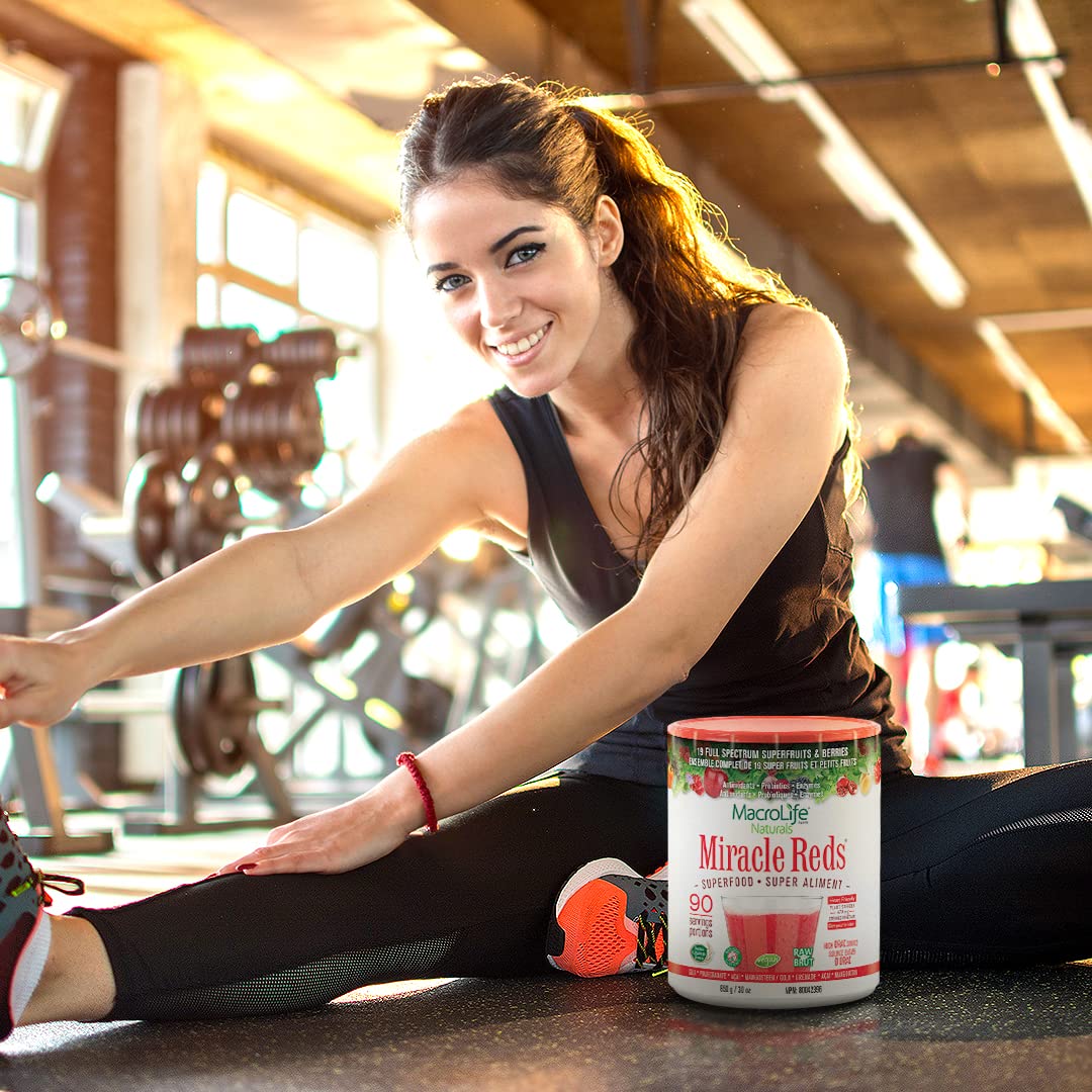 MacroLife Naturals Miracle Reds Superfood Powder - Antioxidant Rich with Polyphenols, Enzymes & Probiotics | Organic, Non-GMO, Vegan, Gluten & Dairy Free (30oz, 90 Servings) - Boost Energy & Immunity for Active Lifestyles