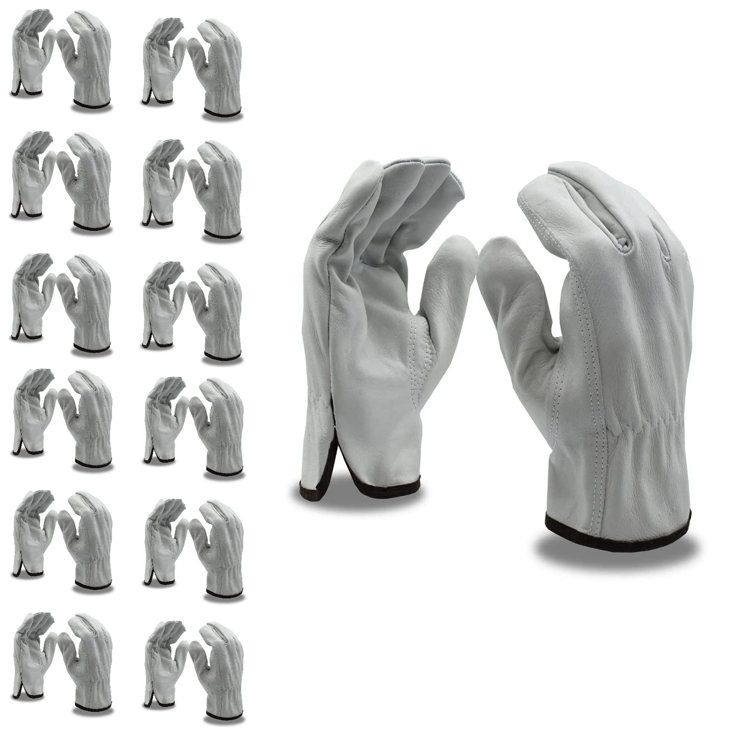 Premium Cordova 8210AS Select Grain Cowhide Driver Gloves - Unlined, Shirred Elastic Back, Keystone Thumb - Small Size (12-Pack) | Durable Work Gloves for Mechanics, Construction & Outdoor Activities