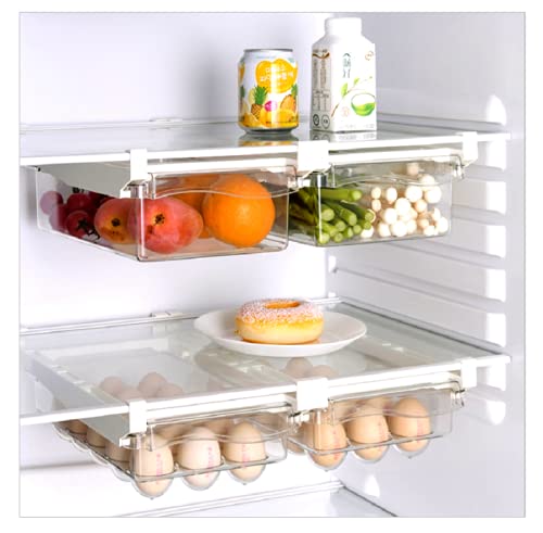 Refrigerator Pull Out Bin Organizer - Clear Fridge Drawer Storage Box for Food, Under 0.6