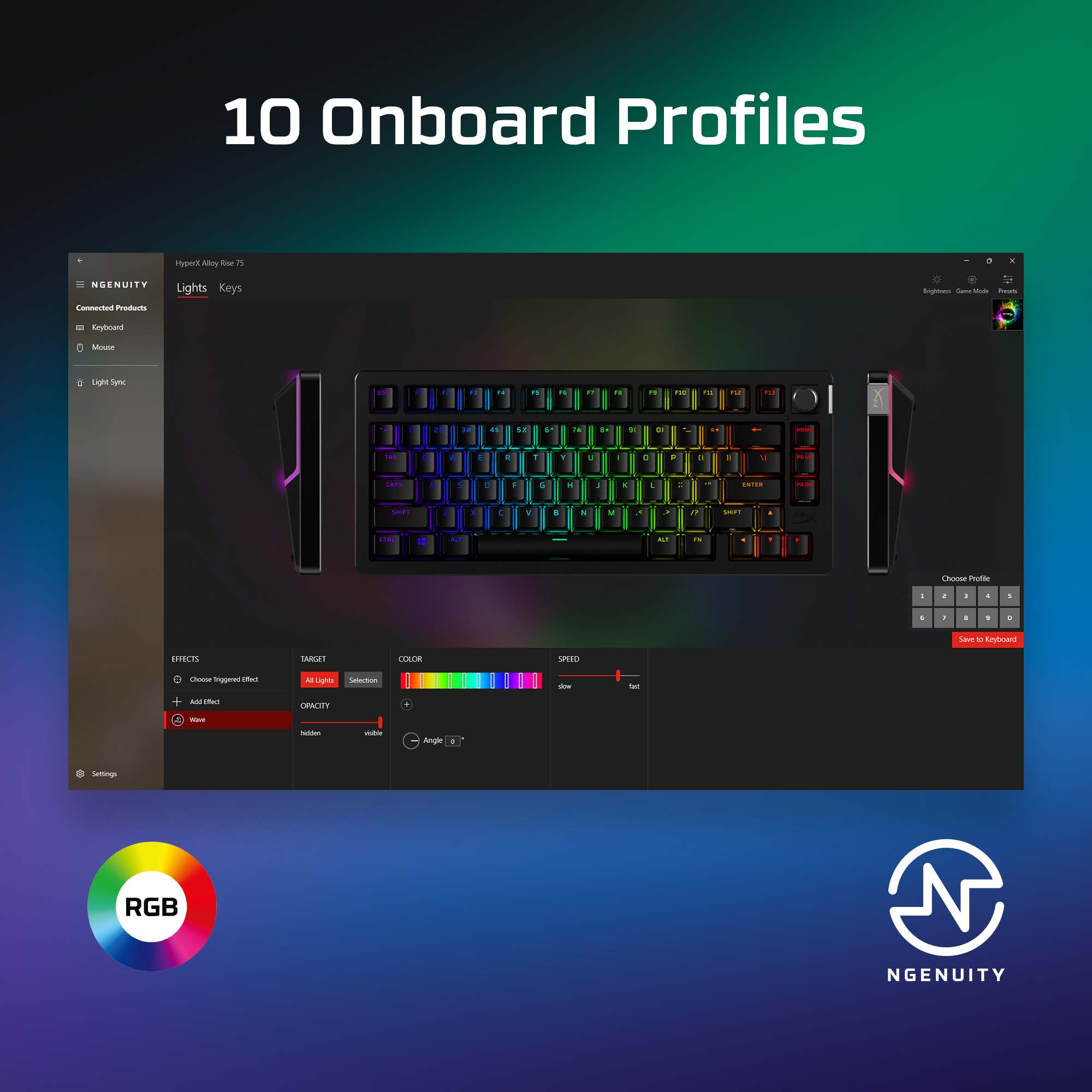 HyperX Alloy Rise 75% Mechanical Gaming Keyboard - RGB Backlit, Anti-Ghosting, Compact Design for PC/PS5/Xbox - Perfect for Esports, Streaming & Office Work