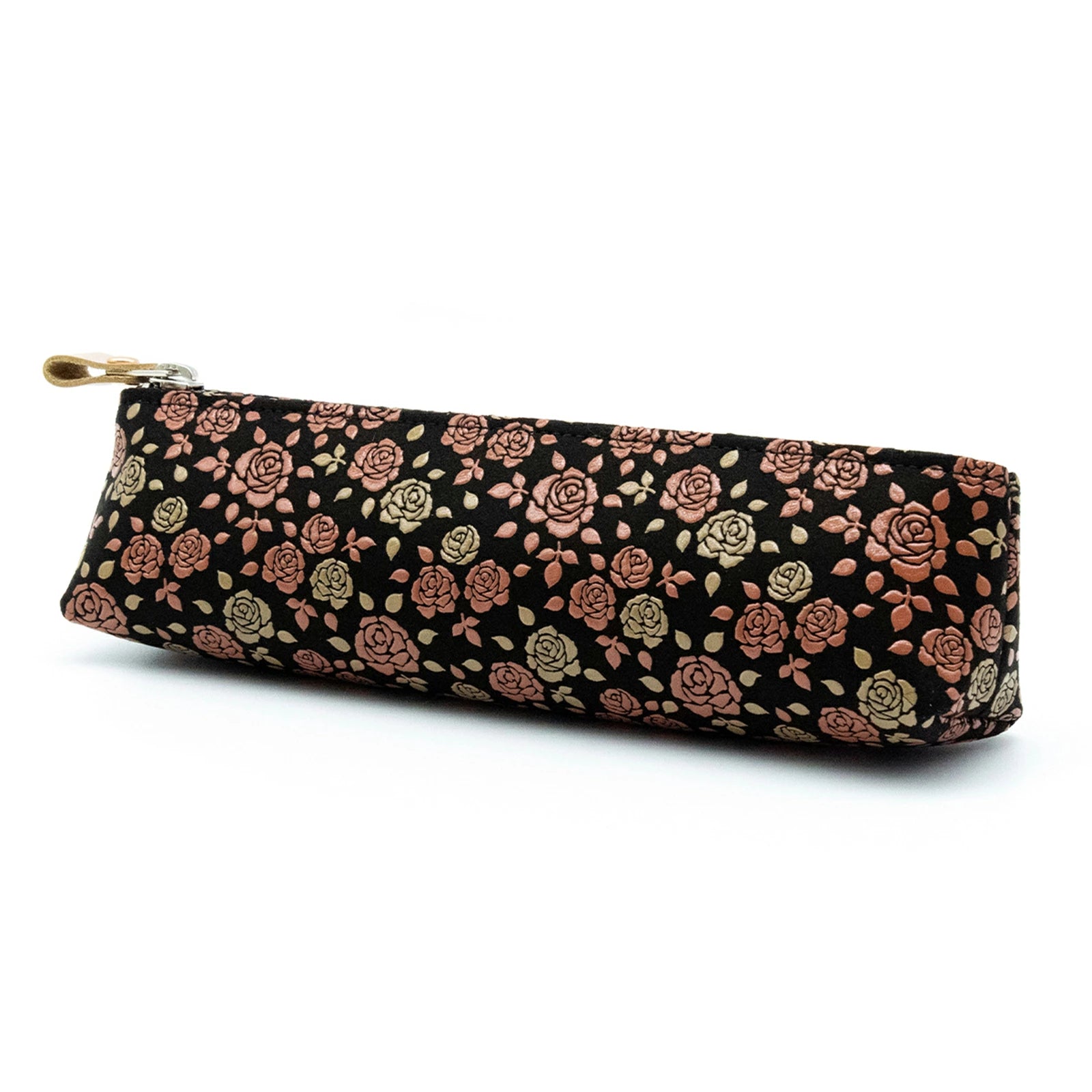 Premium Koshu Inden Japanese Deerskin Leather Pencil Case - Handmade in Japan, Traditional Craft Rose/Black Pen Holder for School, Office & Gift Giving