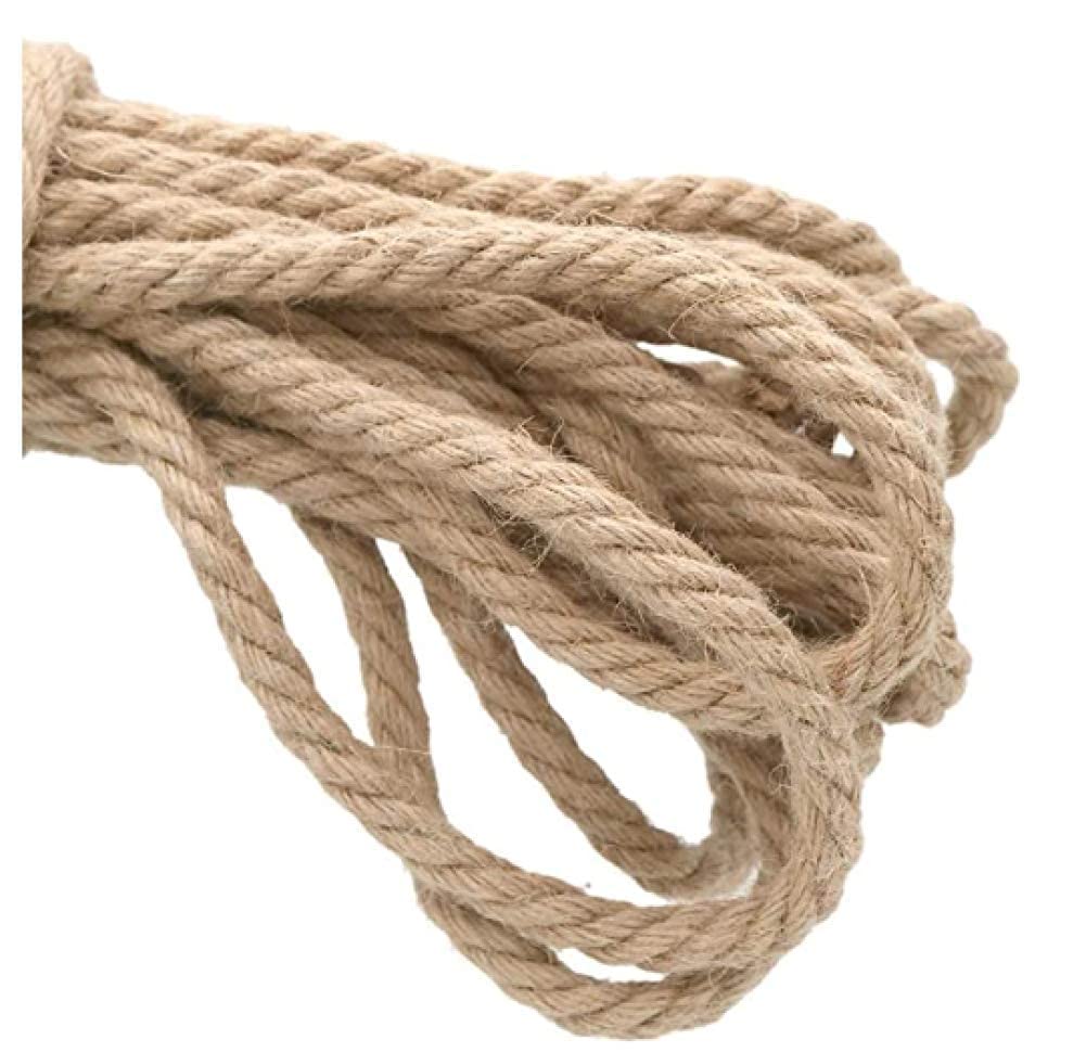 Natural Jute Rope 10m - Eco-Friendly Twisted Manila Hemp Rope for Macrame, DIY Crafts, Gardening & Home Decor - Perfect for Wall Hangings, Plant Hangers & Outdoor Decking (28mm Thick, 10m Length)