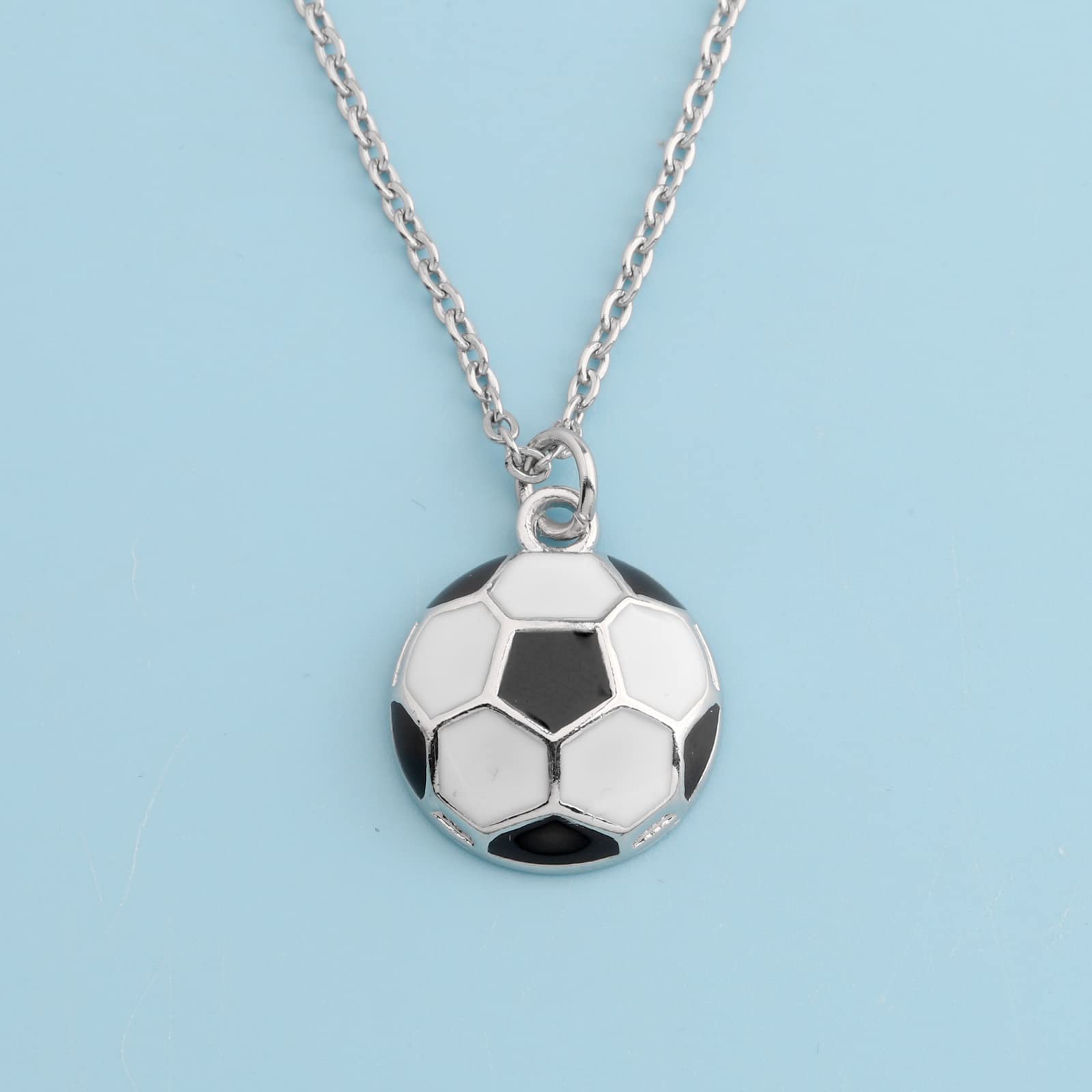 FUSTMW Soccer Ball Necklace - Sterling Silver Soccer Pendant Jewelry for Players & Fans - Perfect Gift for Soccer Lovers, Team Members & Coaches - Great for Game Days, Training & Soccer Themed Parties