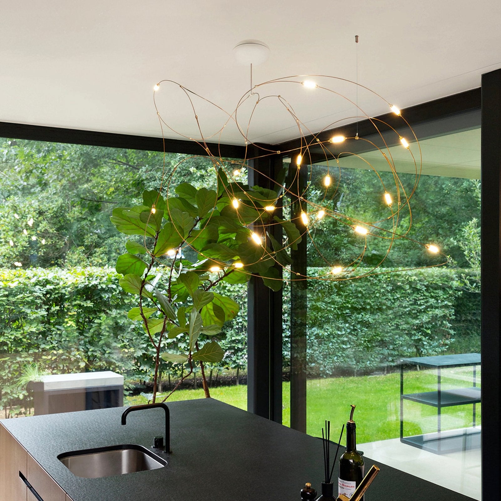 Modern Flock Pendant Light - Elegant Ceiling Hanging Lamp for Dining Room, Kitchen Island & Bedroom Decor - Adjustable Height LED Chandelier Lighting Fixture
