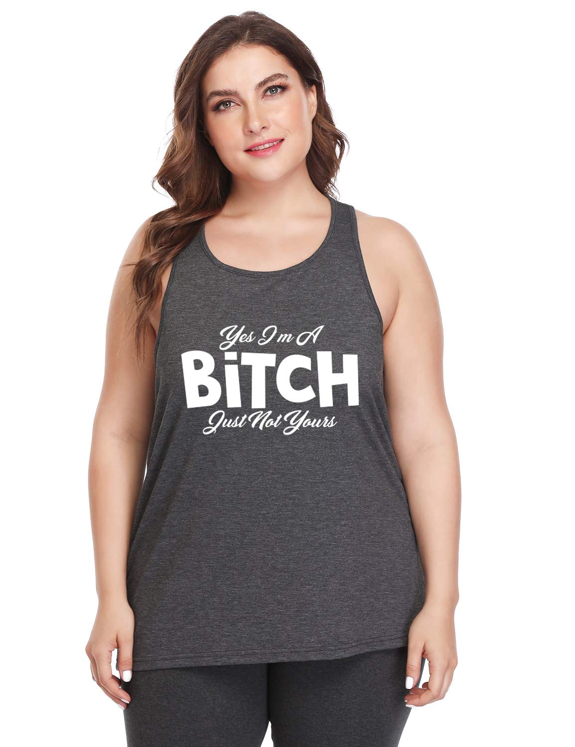 FANNOO Plus Size Workout Tank Tops for Women - Funny Gym Shirts with Slogans, Racerback Sleeveless Athletic Tops | Perfect for Yoga, Running & Fitness Training