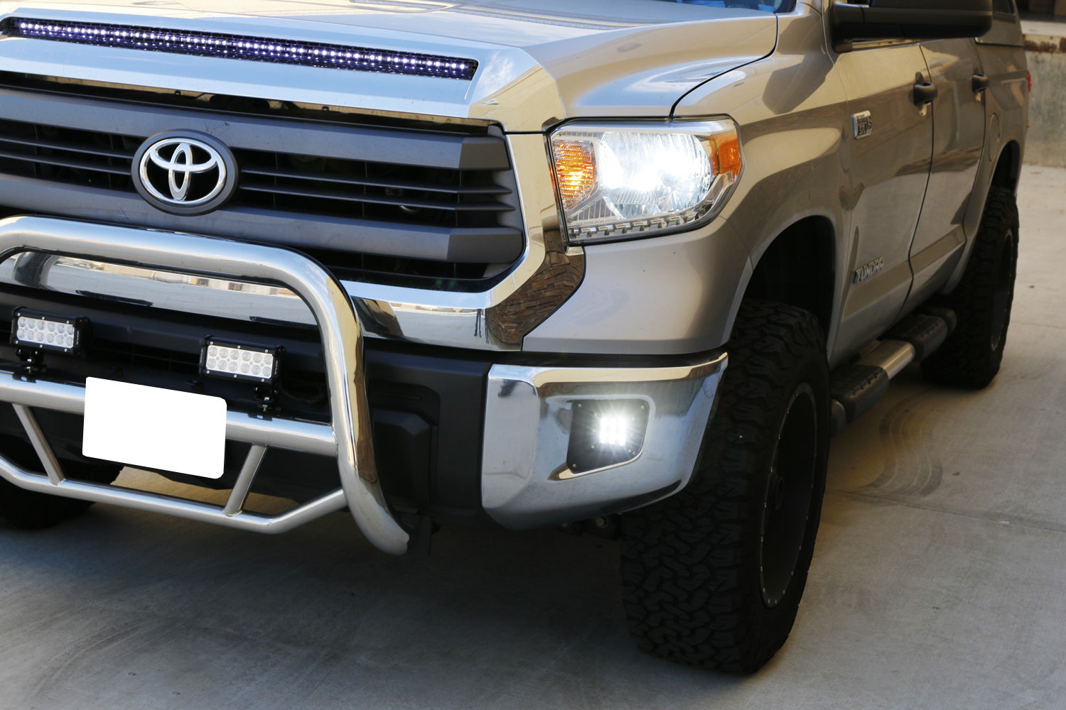 48W CREE LED Pods with Fog Lamp Mounting Brackets & Wiring Harness for 2014-2021 Toyota Tundra - Off-Road Lighting, Fog Light Replacement, Truck Accessories