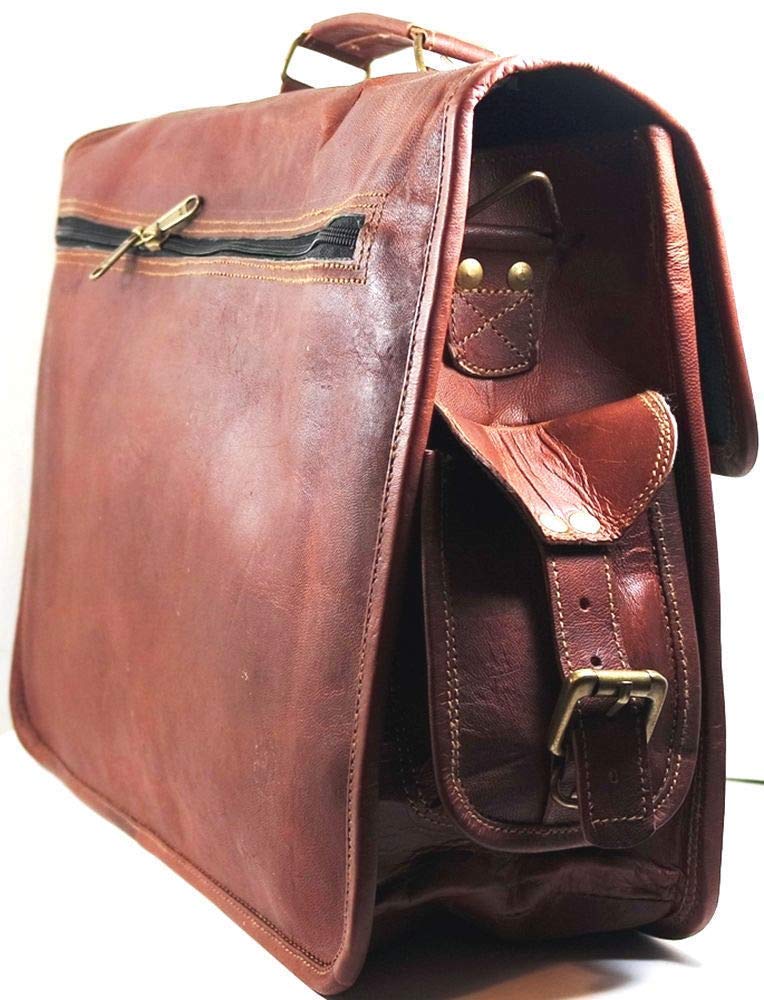 Premium SHAKUN 100% Genuine Leather Messenger Bag for Men - Handcrafted Brown Laptop Briefcase (11x15x5 Inches) - Ideal for Business, Travel & Daily Commute as a Stylish Crossbody Satchel Bag