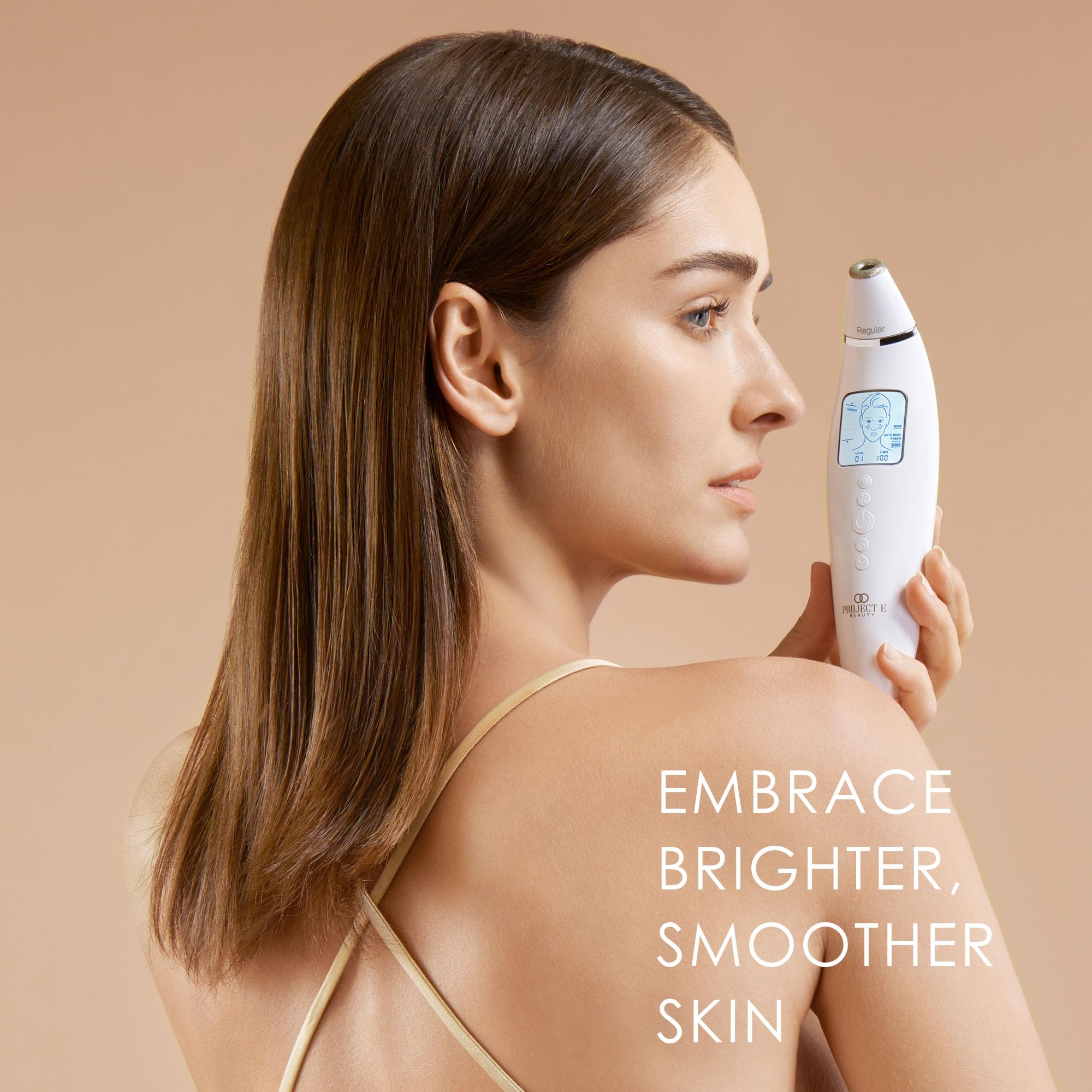Project E Beauty Facial Microdermabrasion Wand - Gentle Exfoliating Device for Wrinkles, Fine Lines & Pores Reduction - 4 Interchangeable Heads with Vacuum Suction - Achieve Fresh, Radiant Skin - Perfect for At-Home Spa Treatments & Anti-Aging Skincare Routine