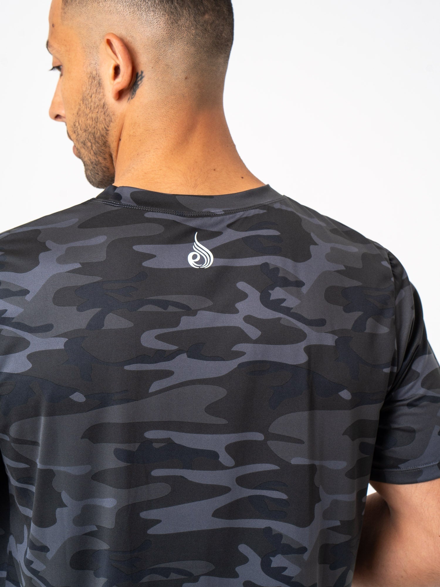 Energy T-Shirt - Black Camo Print Men's Performance Tee for Gym, Workout & Outdoor Activities
