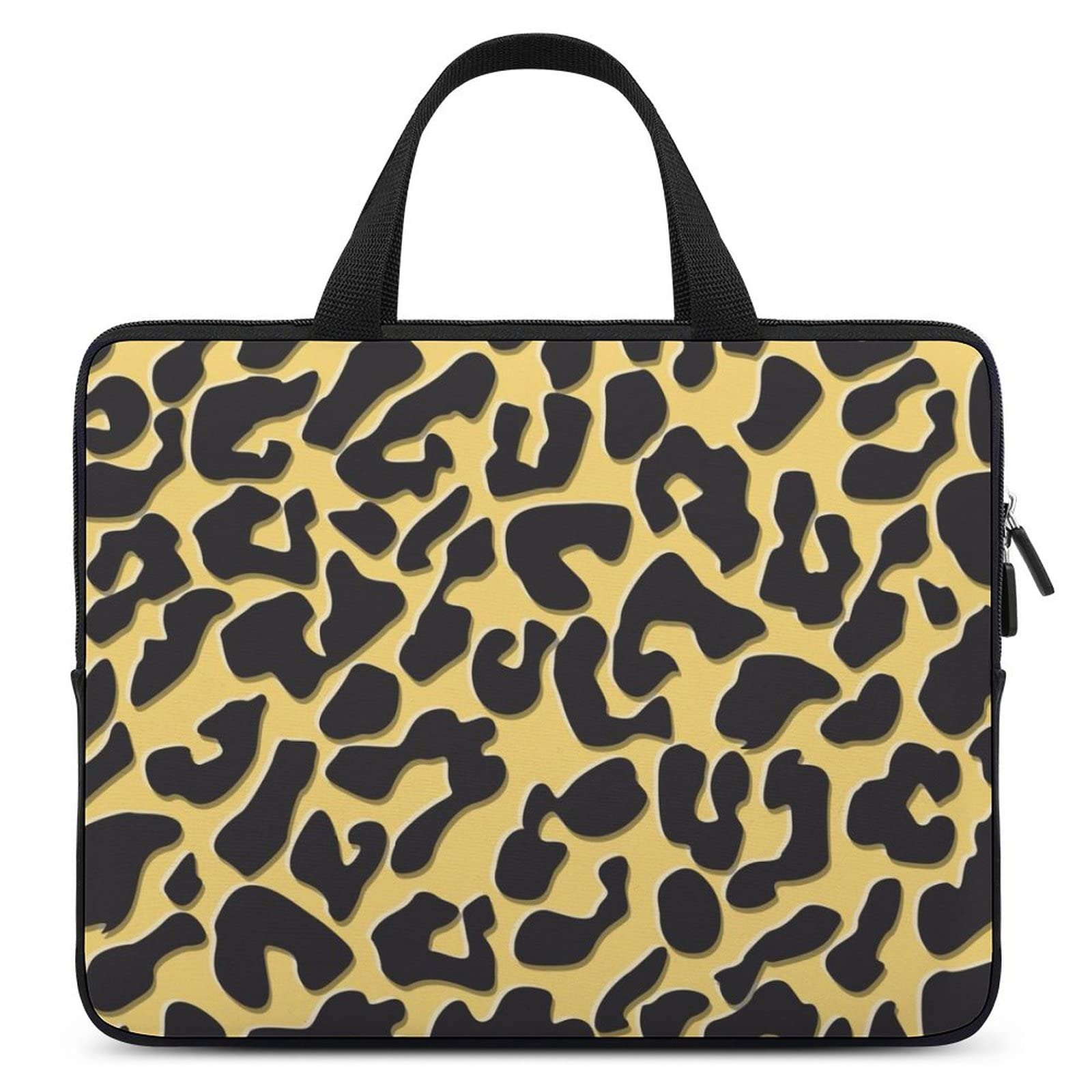Black and Yellow Leopard Print Waterproof Laptop Bag - Slim Business Briefcase for 15.6 Inch Laptop - Stylish Computer Case for Work, Travel & School
