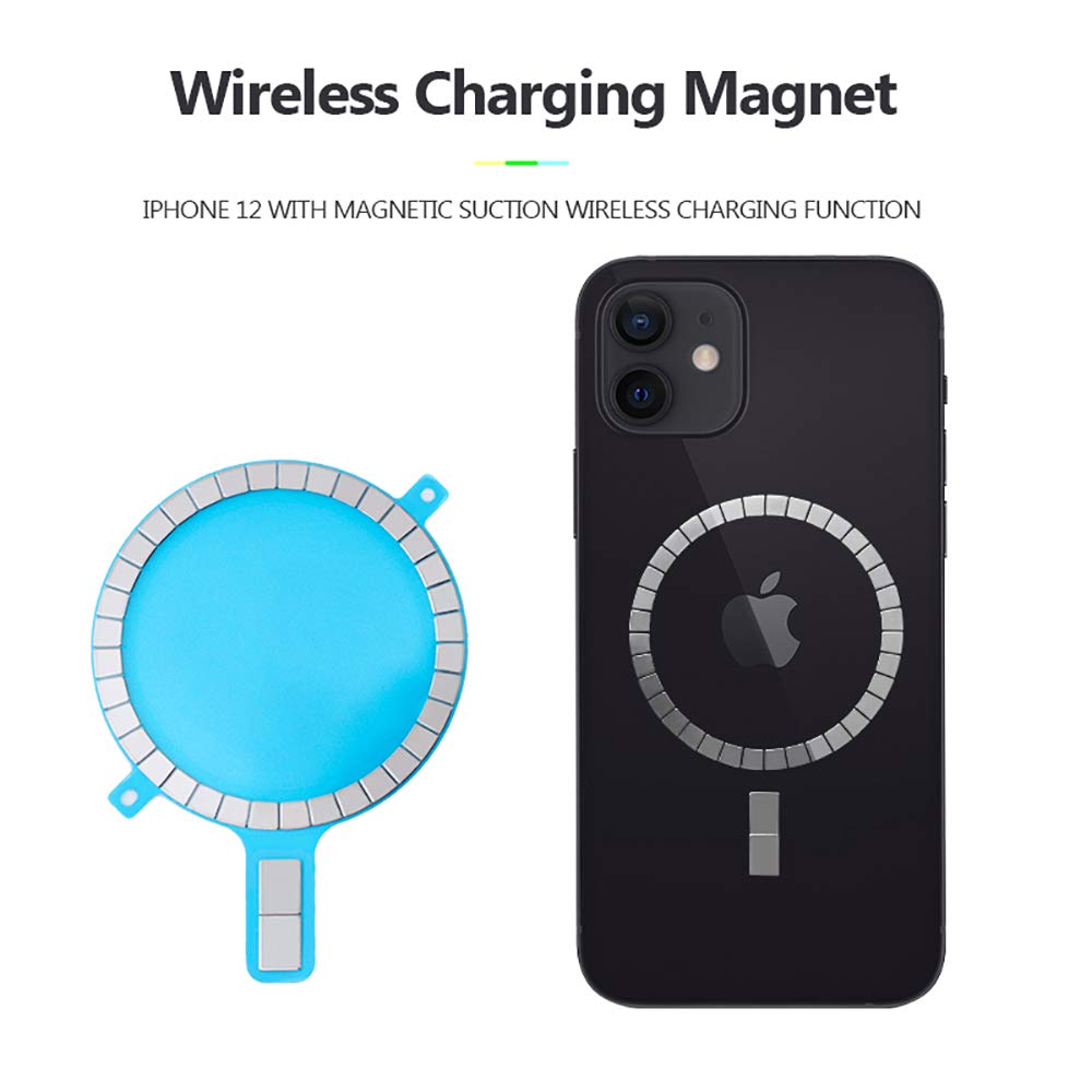XZC MagSafe Magnet Sticker - Strong Magnetic DIY Wireless Charging Stickers for iPhone 12/11/Pro Max/Mini/Xs/Xr - Compatible with MagSafe Cases & Accessories (2Pcs) - Perfect for Home, Office & Travel Charging