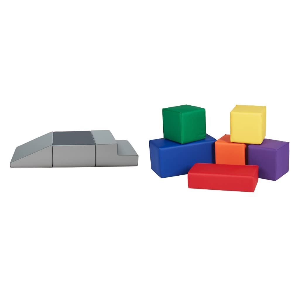 SoftScape Toddler Playtime Climber and Blocks (9-Piece Set) - Indoor Play Equipment for Kids Ages 1-3 | Safe Foam Climbing Toys for Toddlers | Perfect for Daycare, Nursery & Home Playrooms