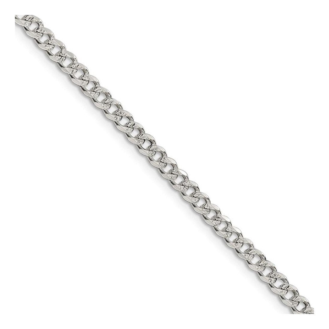 4.5MM 120 Curb Pave Link Chain - .925 Solid Sterling Silver Necklace (7-26 Inches) - Perfect for Layering, Gifts & Everyday Wear
