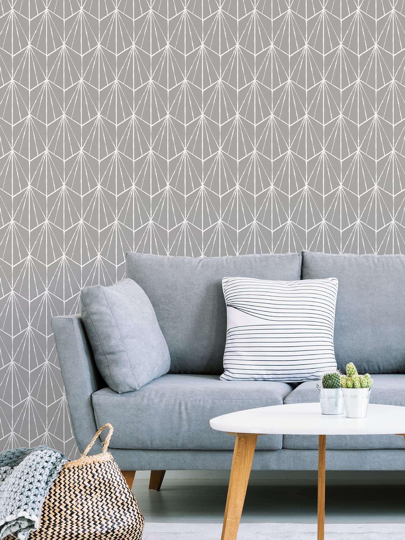 NuWallpaper Grey Dorset Peel & Stick Wallpaper - Self-Adhesive Removable Wallpaper for Bedroom, Living Room, Kitchen - Easy DIY Home Decor Upgrade