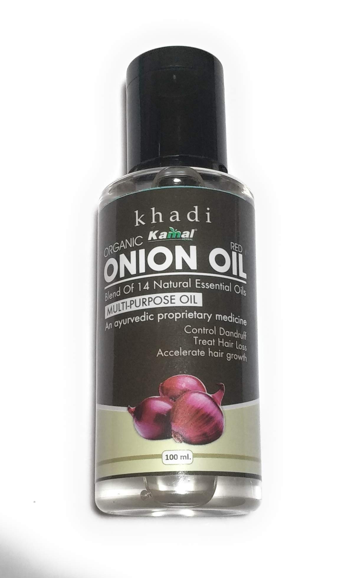 Kamal Khadi Onion Oil for Hair Growth & Hair Fall Control - 100% Natural Hair Care Treatment (100ml) - Promotes Stronger, Thicker Hair & Reduces Breakage - Perfect for Daily Scalp Massage & Damaged Hair Repair
