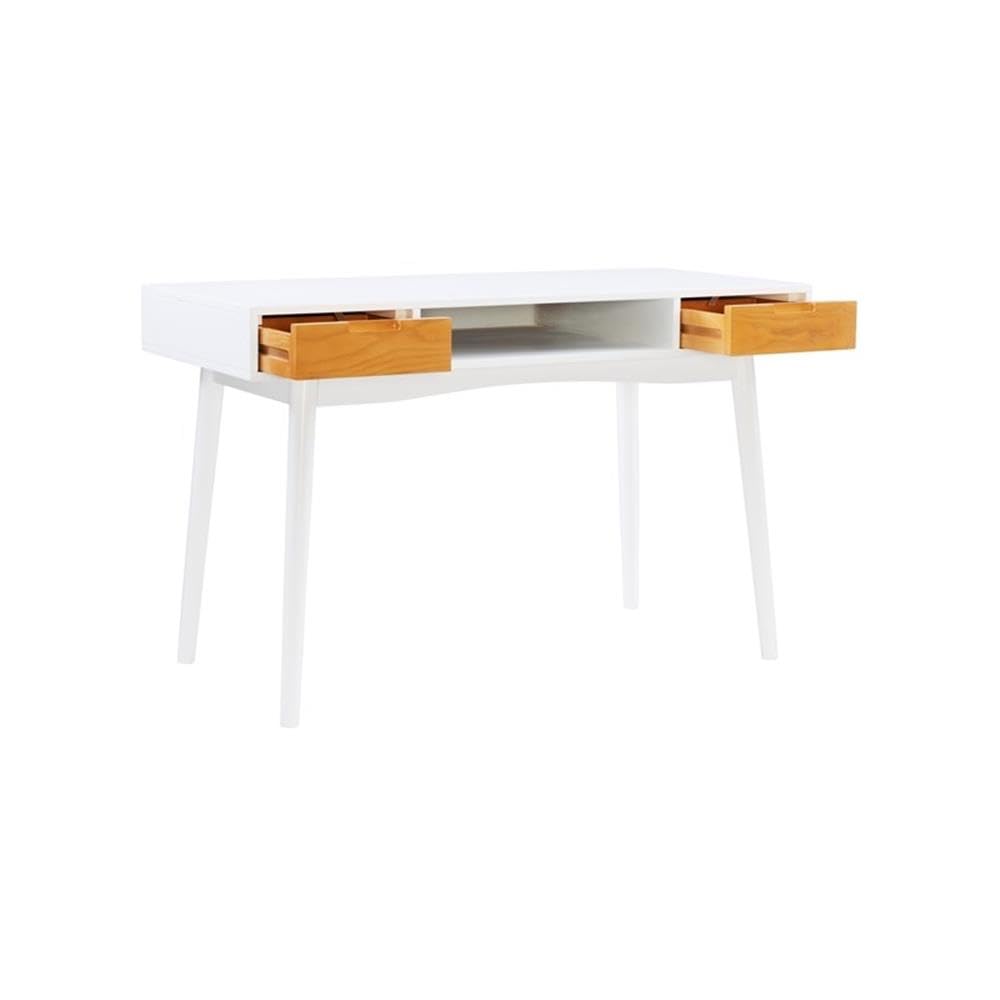 Linon Perry White Wood Two-Drawer Writing Desk - Compact Home Office Desk for Small Spaces, Study & Workstation Use