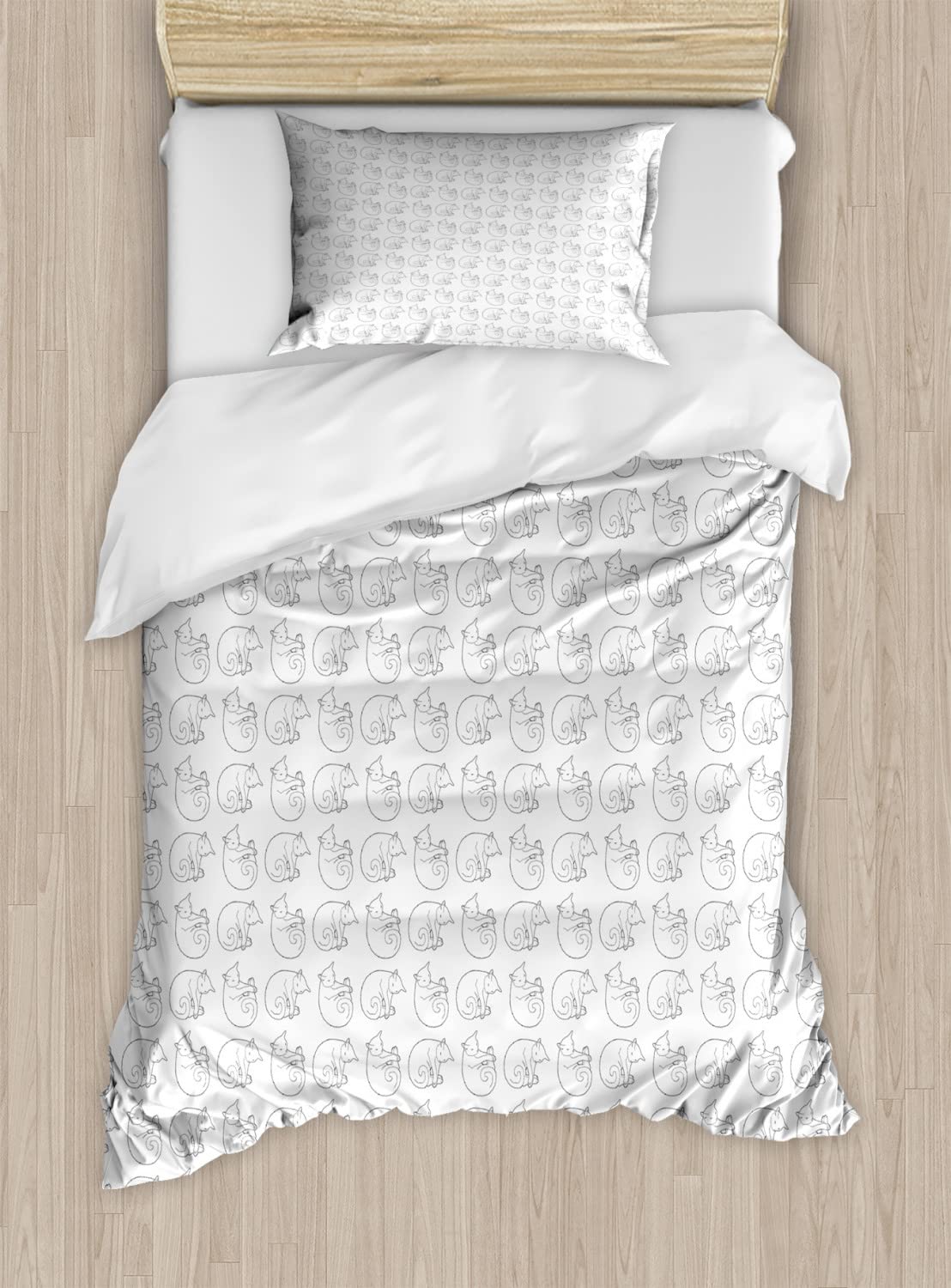 Ambesonne Cartoon Duvet Cover Set - Cute Cats & Kittens Design, Anti-Stress Animal Print Bedding (2 Duvet Covers + 4 Pillowcases) - 2 Pack California King Size in Pale Mauve Taupe White | Perfect for Kids' Rooms, Guest Bedrooms & Cozy Pet Lovers' Spaces