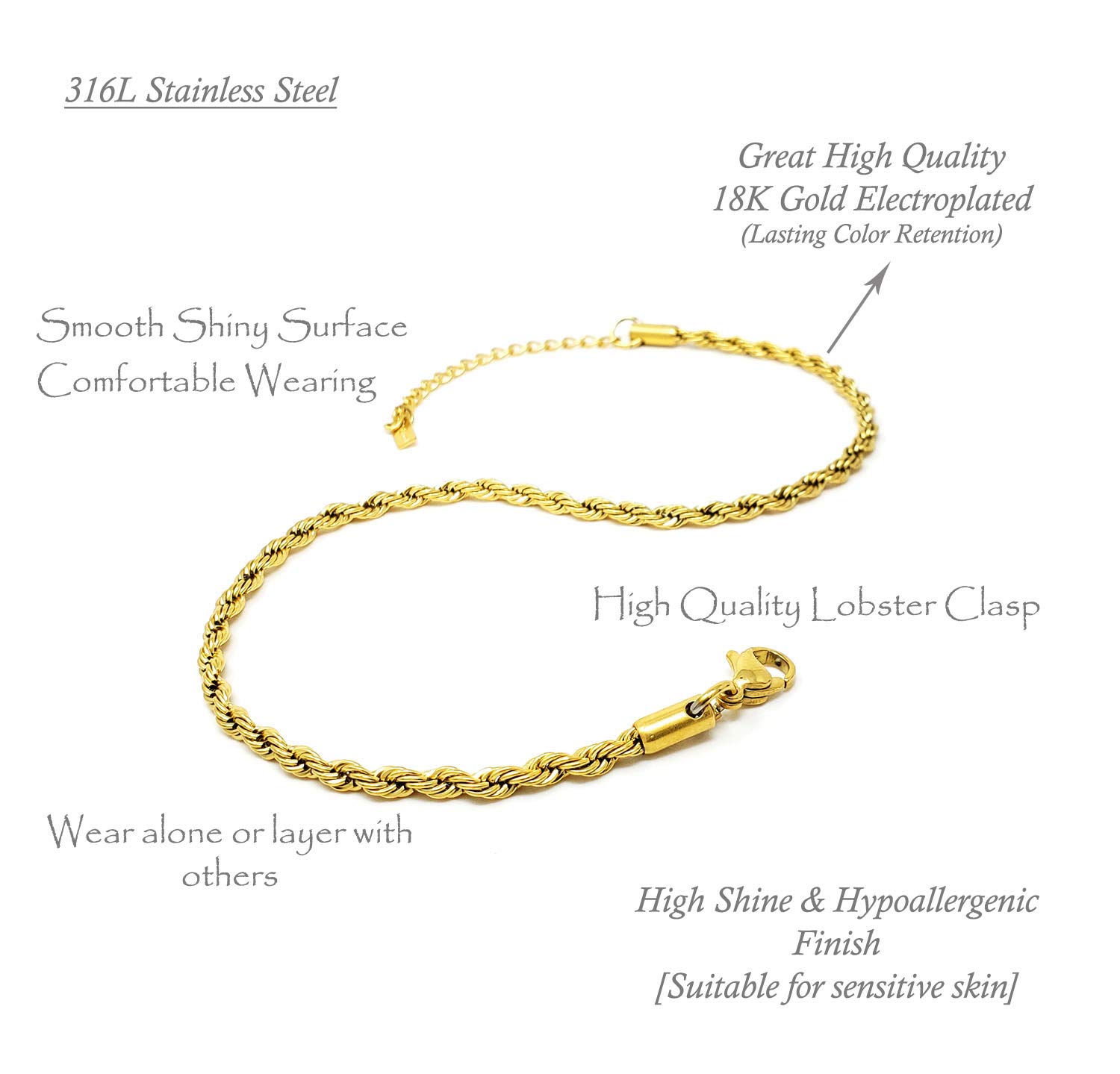 Elegant Adjustable Stainless Steel Chain Anklet for Women - Perfect for Beach, Parties & Everyday Wear