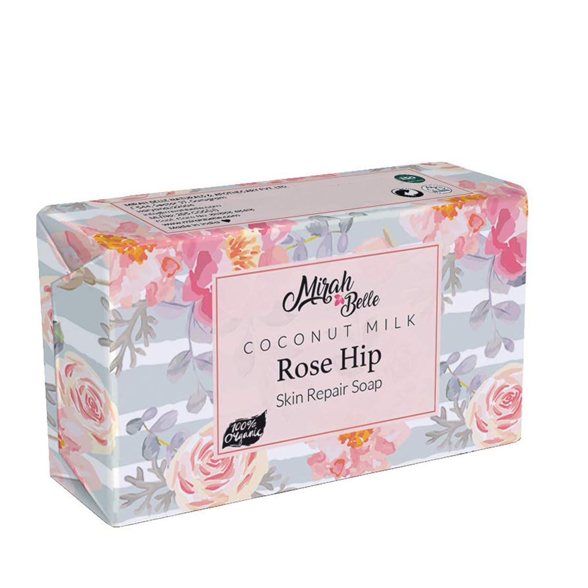 Mirah Belle Coconut Milk & Rosehip Handmade Soap Bar for Dry Rough Skin - Natural Organic Vegan Soap (125g) - Buy 2 Get 1 Free - Perfect for Sensitive Skin Care & Daily Moisturizing