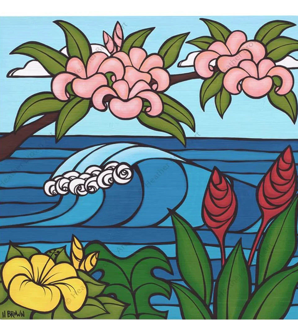 Heather Brown Limited Edition Pink Plumerias Giclee Print - Tropical Floral Wall Art for Home & Office Decor