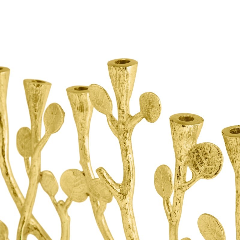 Botanical Leaf Menorah - Elegant Hanukkah Candle Holder for Jewish Holiday Decor & Home Celebration