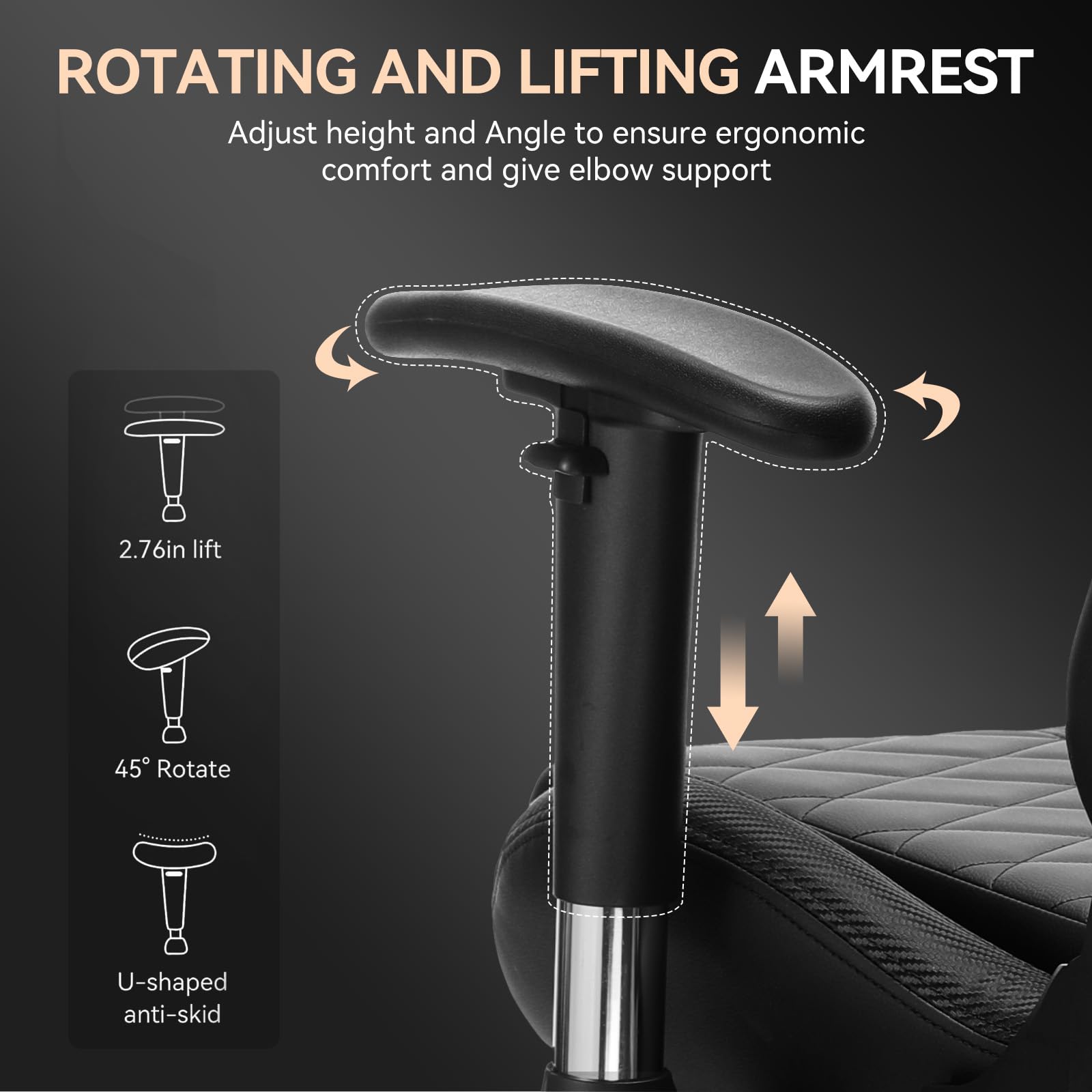 GTPLAYER Ergonomic Gaming Chair with Bluetooth Speakers - High Back Office Computer Desk Chair with Lumbar Support & Footrest - 330LBS Weight Capacity (Black) - Perfect for PC Gaming, Home Office & Streaming Setup