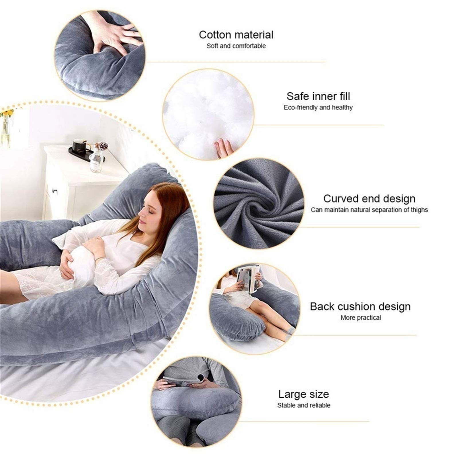 **U-Shaped Pregnancy Pillow for Belly, Back, Hips & Knee Support - Full Body Maternity Pillow for Comfortable Sleep During Pregnancy - Perfect for Side Sleepers & Expecting Moms**