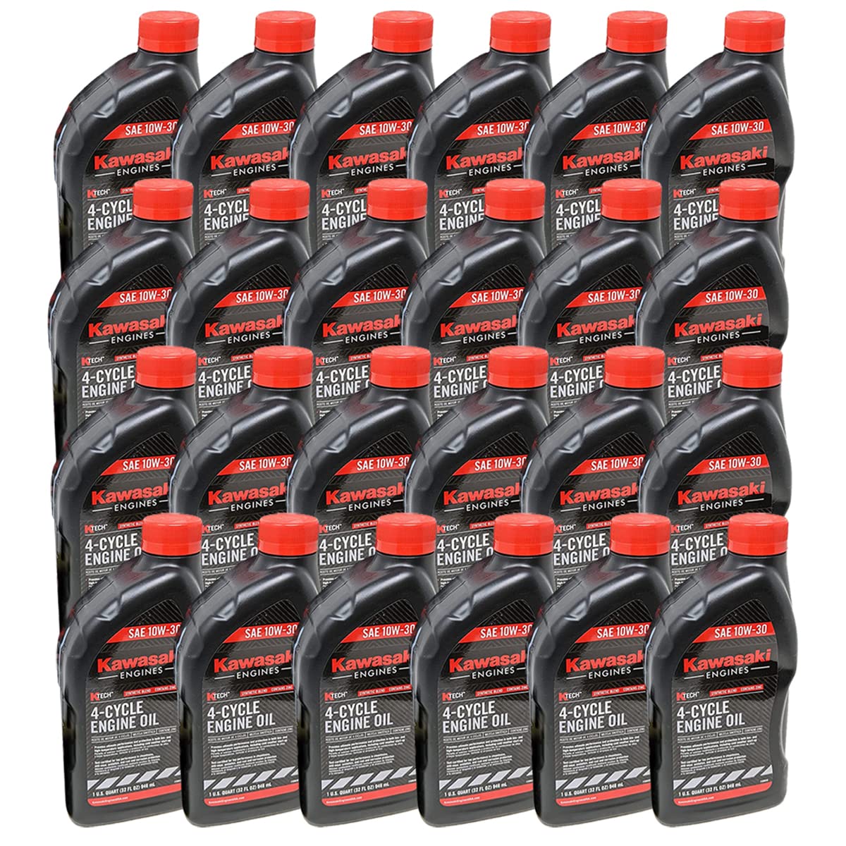 Kawasaki 24PK Quart Genuine OEM 4-Cycle Engine Oil K-TECH SAE 10W-30 (Part #99969-6081) - Premium Motorcycle & Small Engine Lubricant for Lawn Mowers, Generators & Outdoor Power Equipment