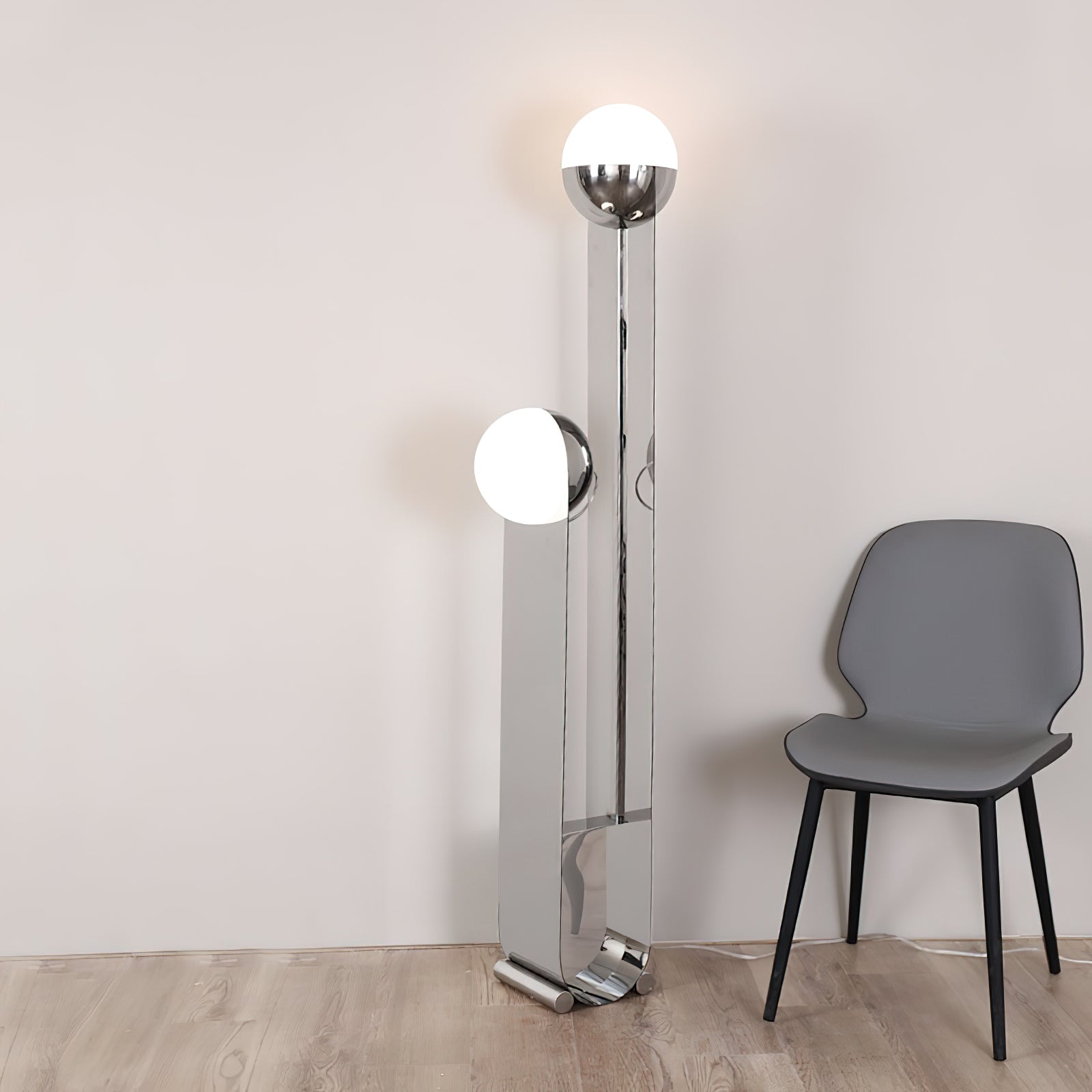 Modern Double Ball LED Floor Lamp - Adjustable Brightness for Living Room, Bedroom & Office - Stylish Standing Light with Remote Control & Dimmable Features