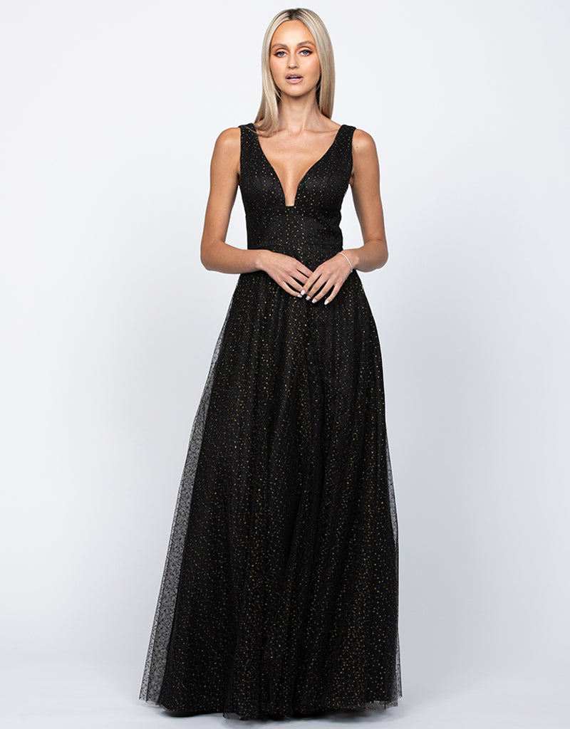 Zayna Plunge Neckline Ball Gown - Elegant Formal Evening Dress for Prom, Wedding & Special Occasions