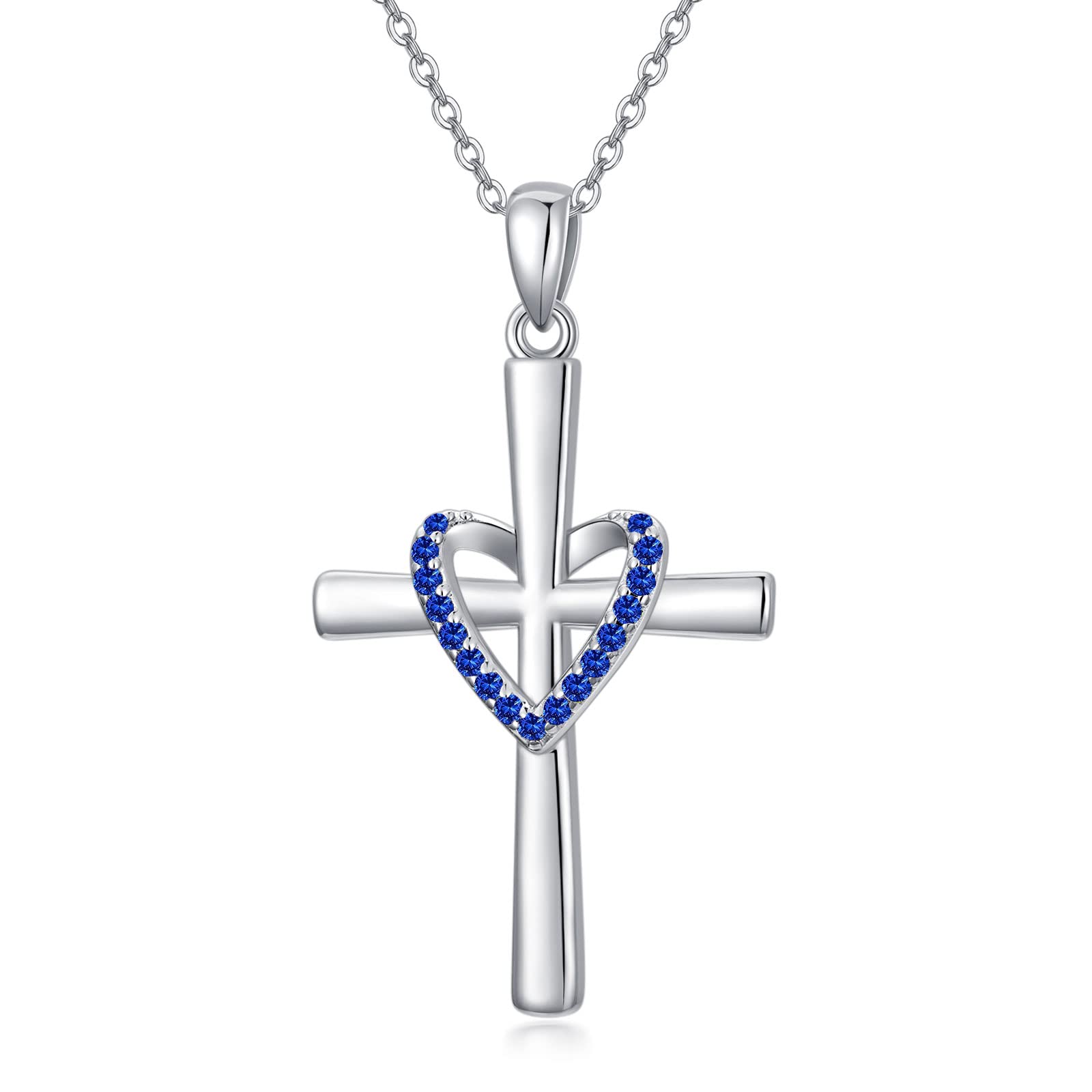 925 Sterling Silver Birthstone Cross Pendant Necklace for Women - Christian Jewelry Gift for Her, Daughter, Wife | Perfect for Christmas, Birthday & Special Occasions