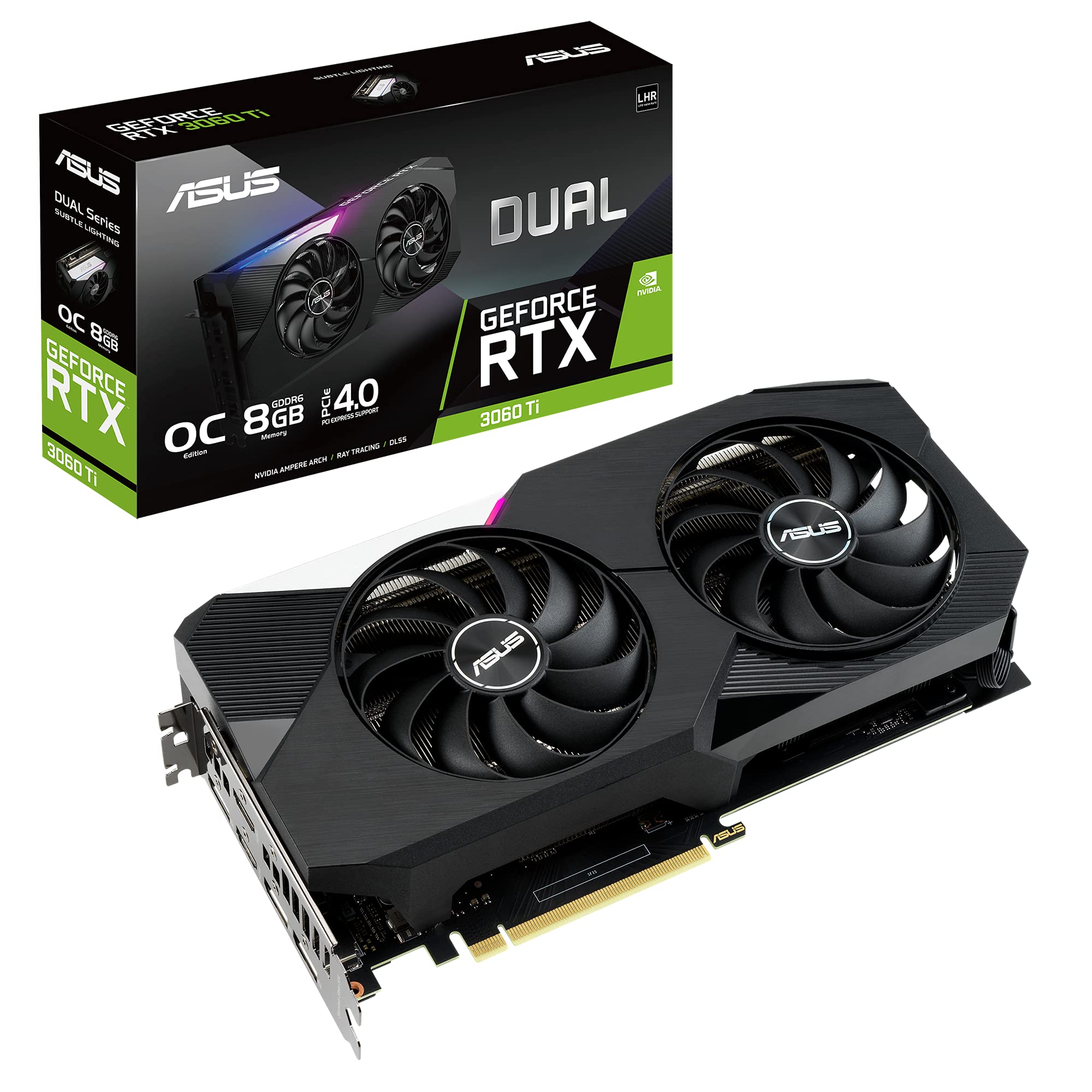 ASUS Dual NVIDIA GeForce RTX 3060 Ti V2 OC Edition 8GB GDDR6 Gaming Graphics Card - PCIe 4.0, LHR, HDMI 2.1, DisplayPort 1.4a, Axial-Tech Fans, Dual BIOS - Perfect for 1440p Gaming, VR & Content Creation (Renewed)