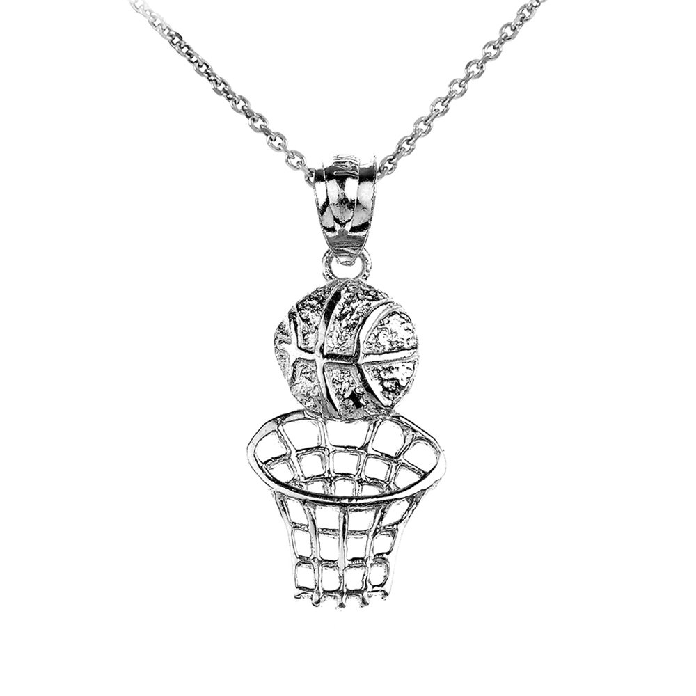 925 Sterling Silver Basketball Hoop Charm Pendant Necklace for Women & Men - Sports Jewelry Gift for Basketball Players & Fans - Perfect for Games, Gifts & Everyday Wear