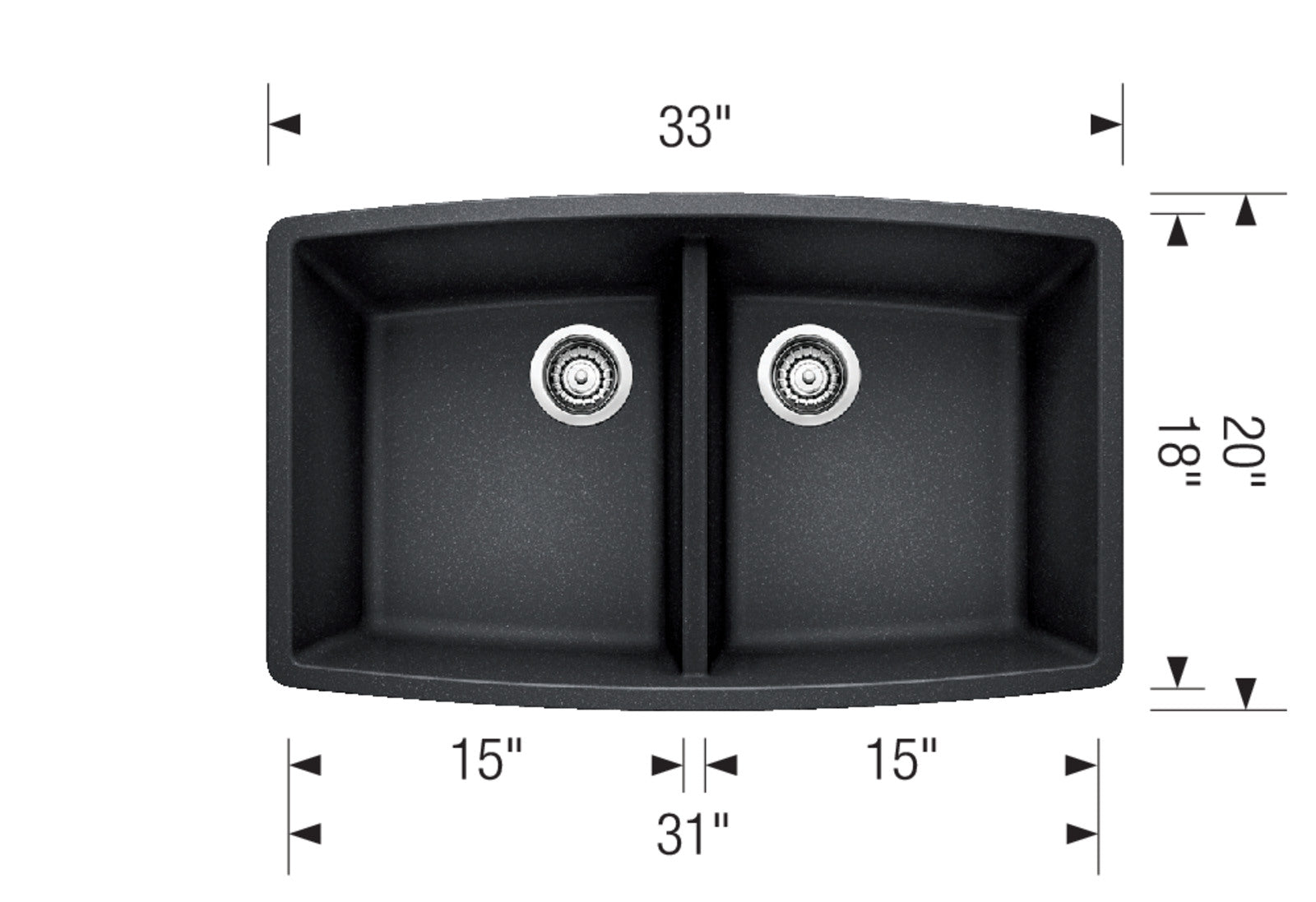 Blanco Performa Equal Double Bowl Kitchen Sink - Durable SILGRANIT Composite Material for Modern Kitchens | Perfect for Meal Prep, Dishwashing & Entertaining