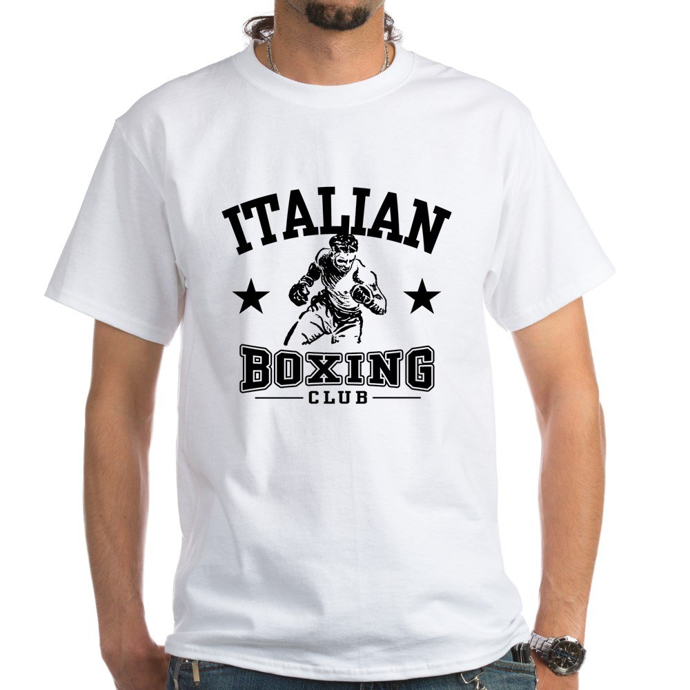 Italian Boxing White Cotton T-Shirt - Comfortable & Stylish Graphic Tee for Men & Women - Perfect for Gym, Workouts, and Casual Wear