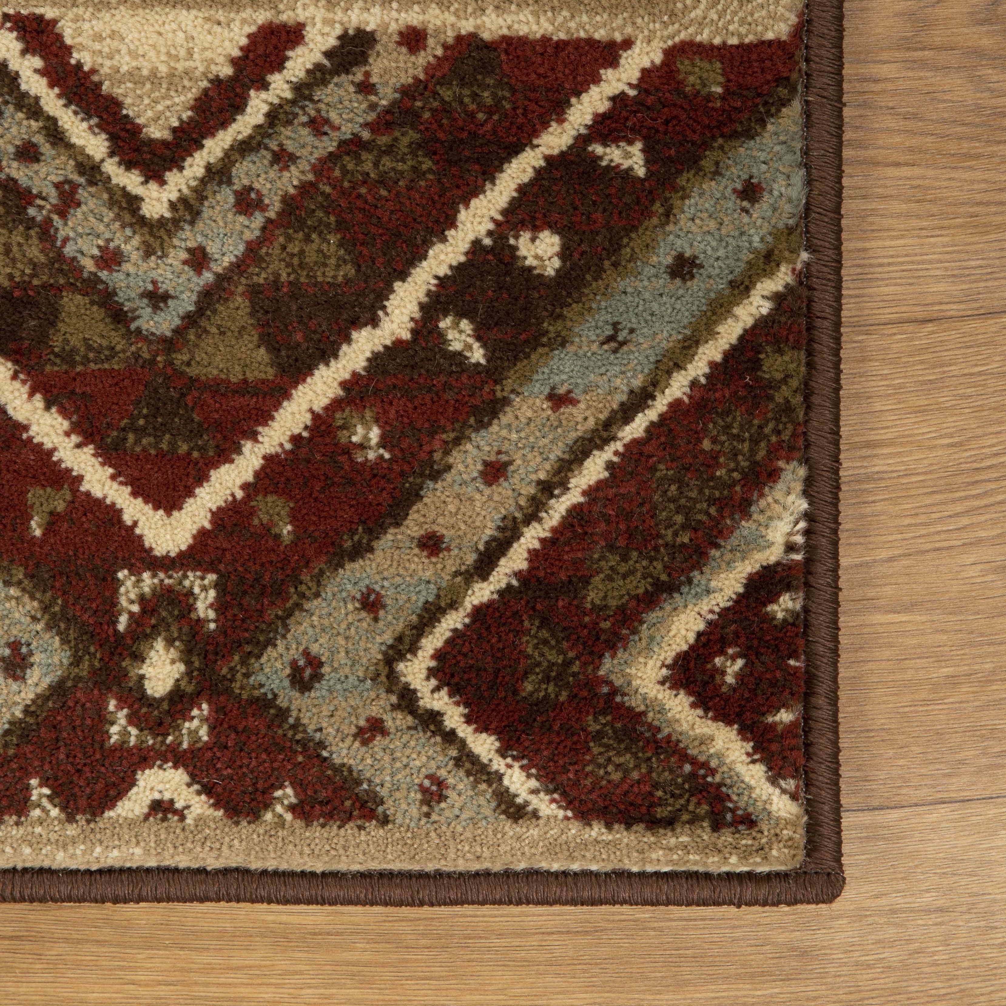Southwestern Rustic Medallion Indoor Area Rug - Non-Slip Boho Chic Runner for Living Room, Bedroom & Entryway Decor