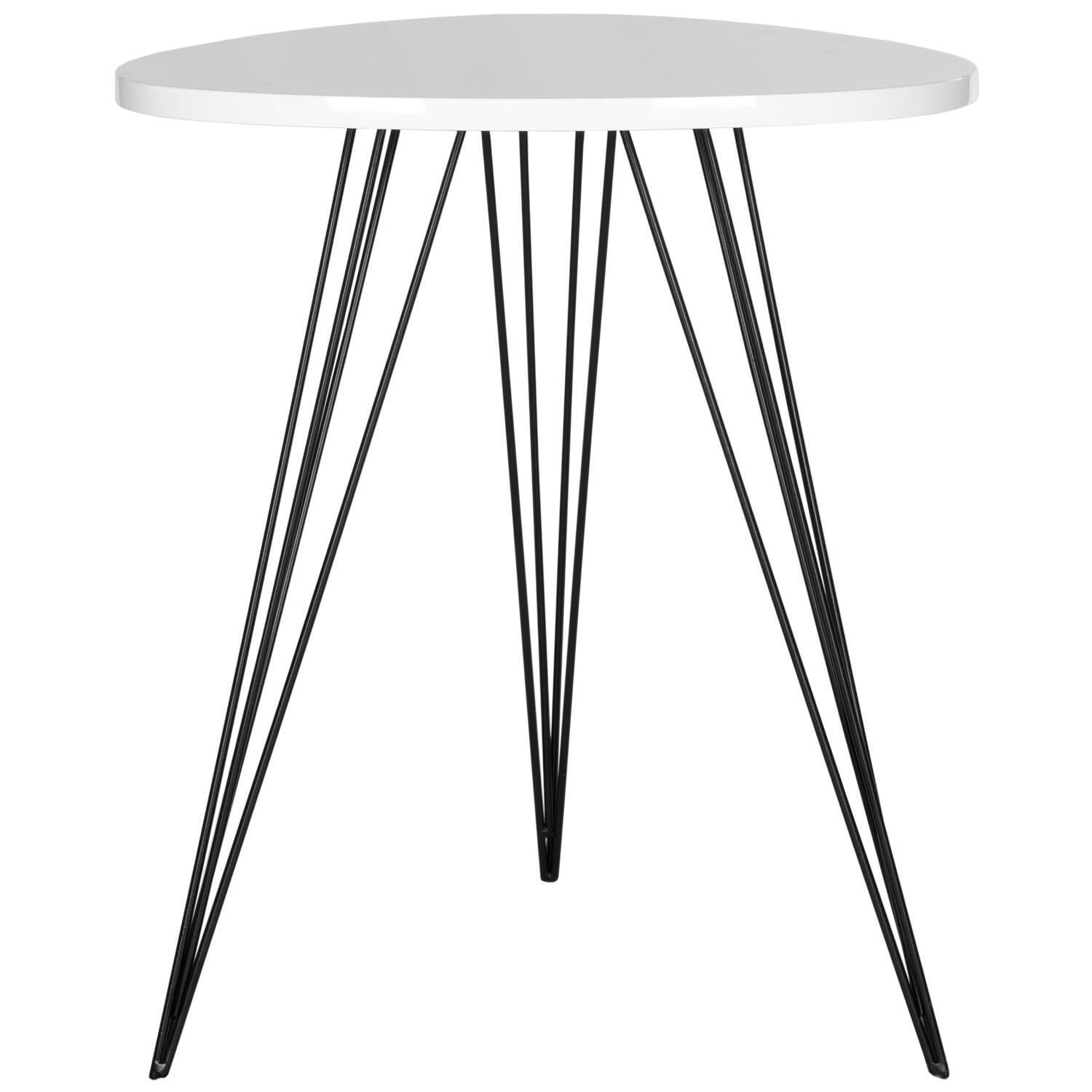 Safavieh Wolcott White and Black Side Table - Modern Accent Table with Rose Design for Living Room, Bedroom, or Office Decor