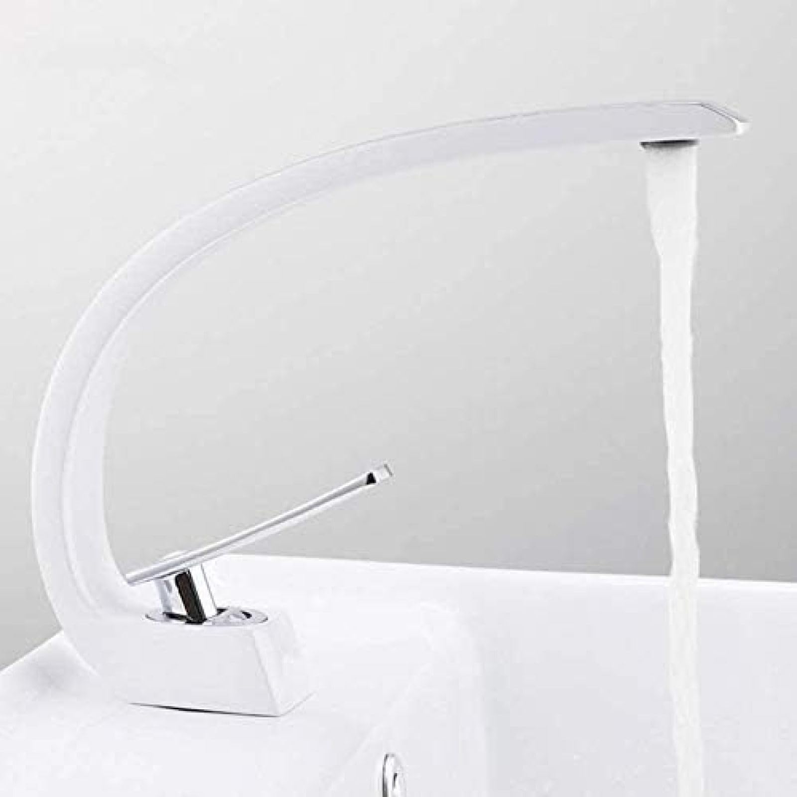 CRJUS Single Handle Brass Kitchen Faucet - White Single Hole Sink Faucet for Bathroom & Kitchen - Durable & Stylish Brass Sink Faucet for Modern Homes (Model Y10124) | Perfect for Washing Dishes, Cooking & Bathroom Sink Use