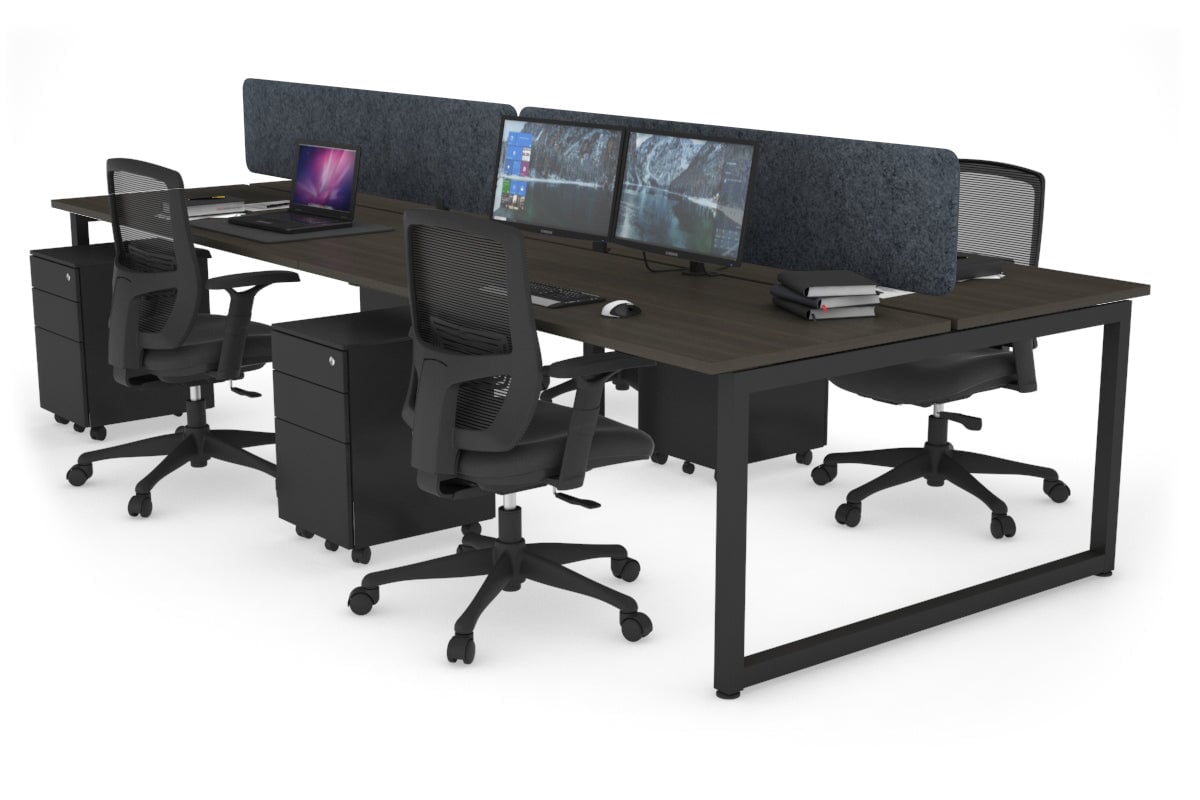 Quadro Loop Legs 4-Person Office Workstation Desk - 1600L x 700W - Modern Collaborative Workspace Solution for Team Projects & Open Office Layouts