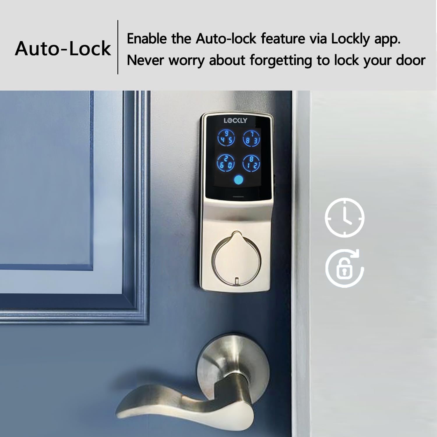 Lockly Secure Plus Smart Door Lock - Keyless Entry with PIN Genie® Keypad & 3D Fingerprint Sensor - Auto-Locking Deadbolt for Front Doors (Satin Nickel) - Ideal for Home Security & Smart Home Automation