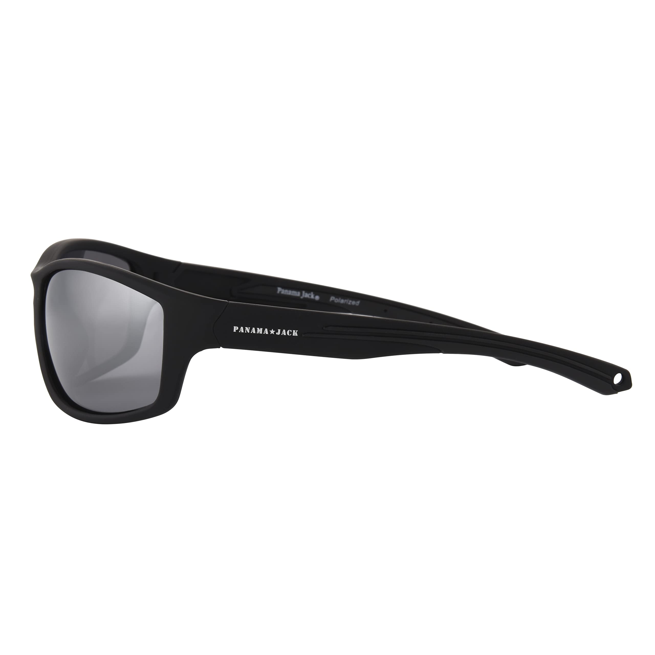 Panama Jack Polarized Floating Silver Flash Wrap Sunglasses for Men - UV Protection, Lightweight & Durable, Ideal for Fishing, Boating, and Outdoor Activities (Black, 63mm)